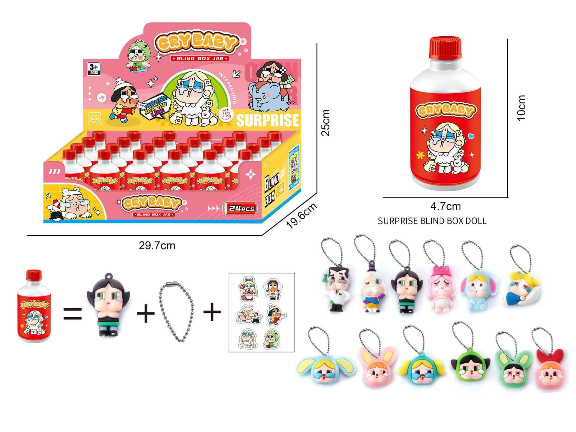 Crybaby Drink Can Blind Box Assortment, 24 Bottles per Display Case