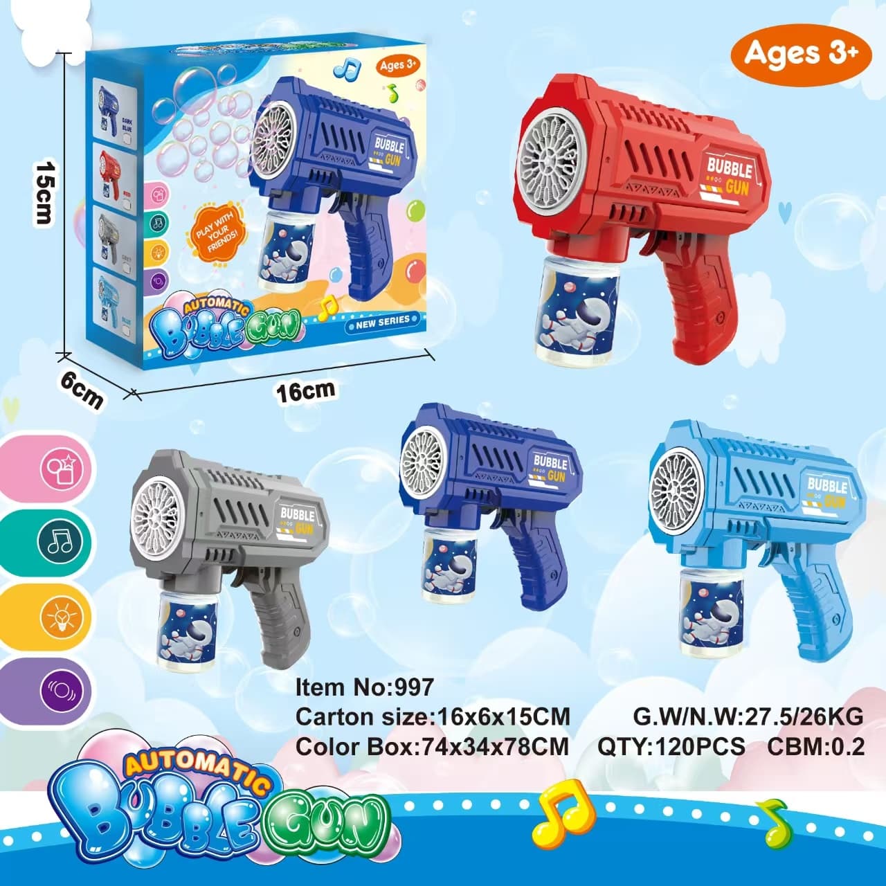 Electric Light and Sound Space Bubble Gun