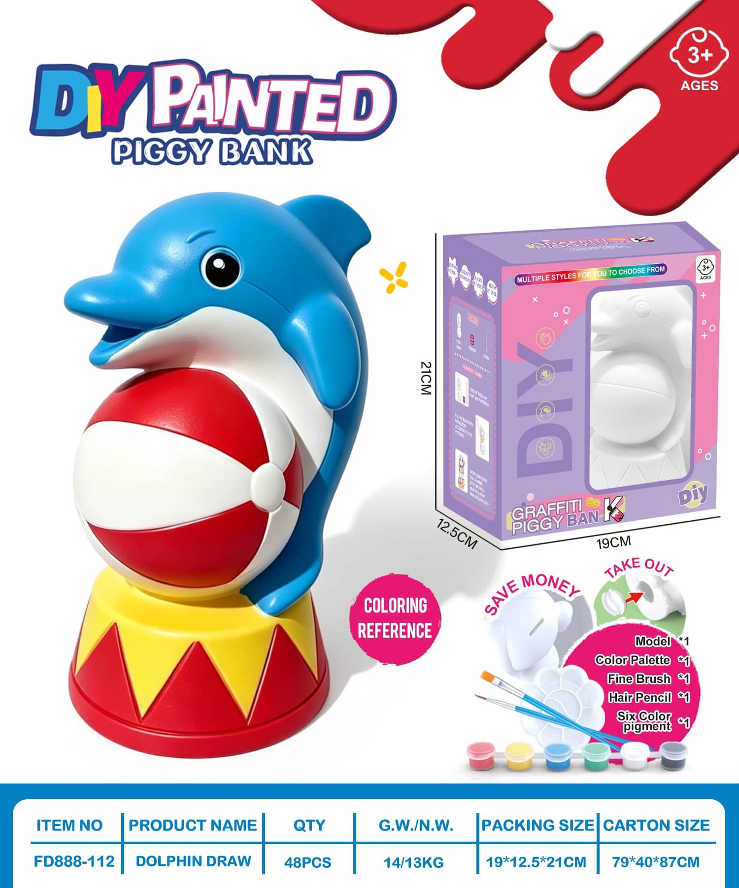 DIY Painting Piggy Bank - Dolphin