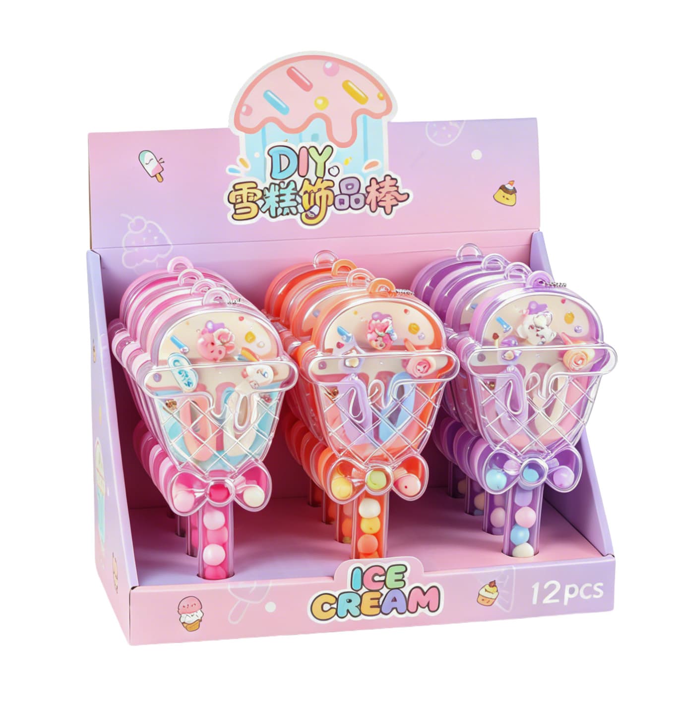 Ice Cream Charm Sticks (12 Pieces, 3 Styles Assorted)