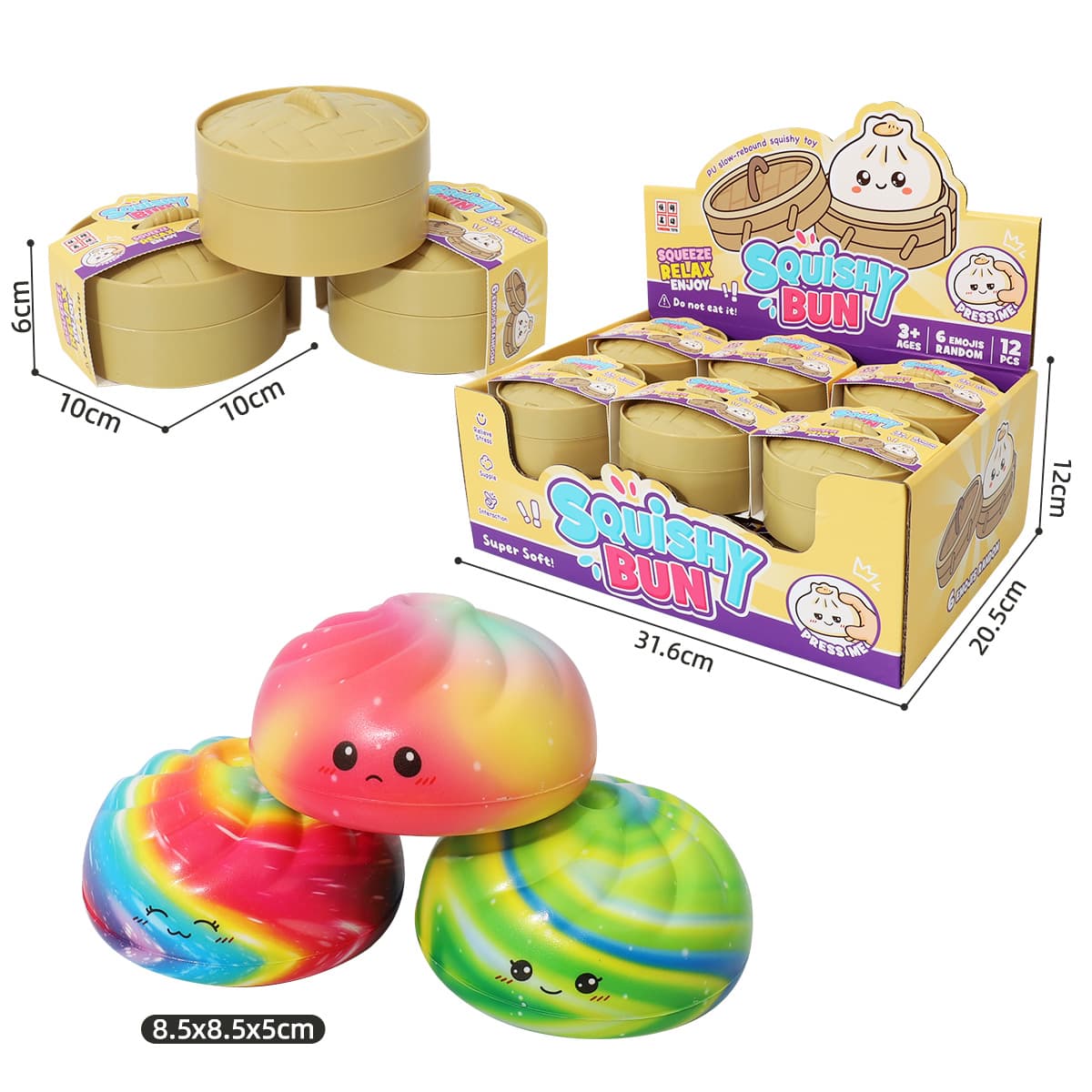 Colorful Small Eyes Buns with Steamer
