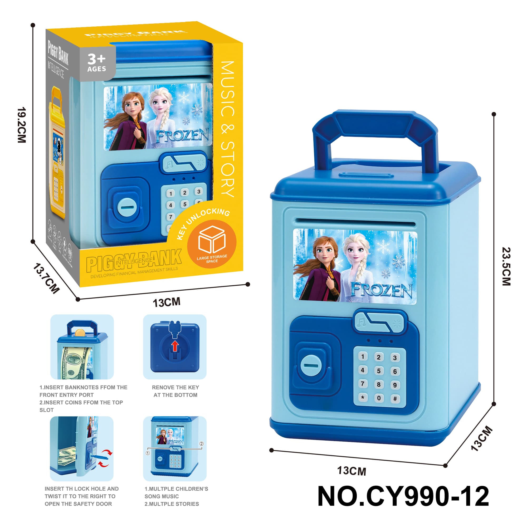 Smart Piggy Bank - Frozen (with Music & Lights) 2*AA Not Included
