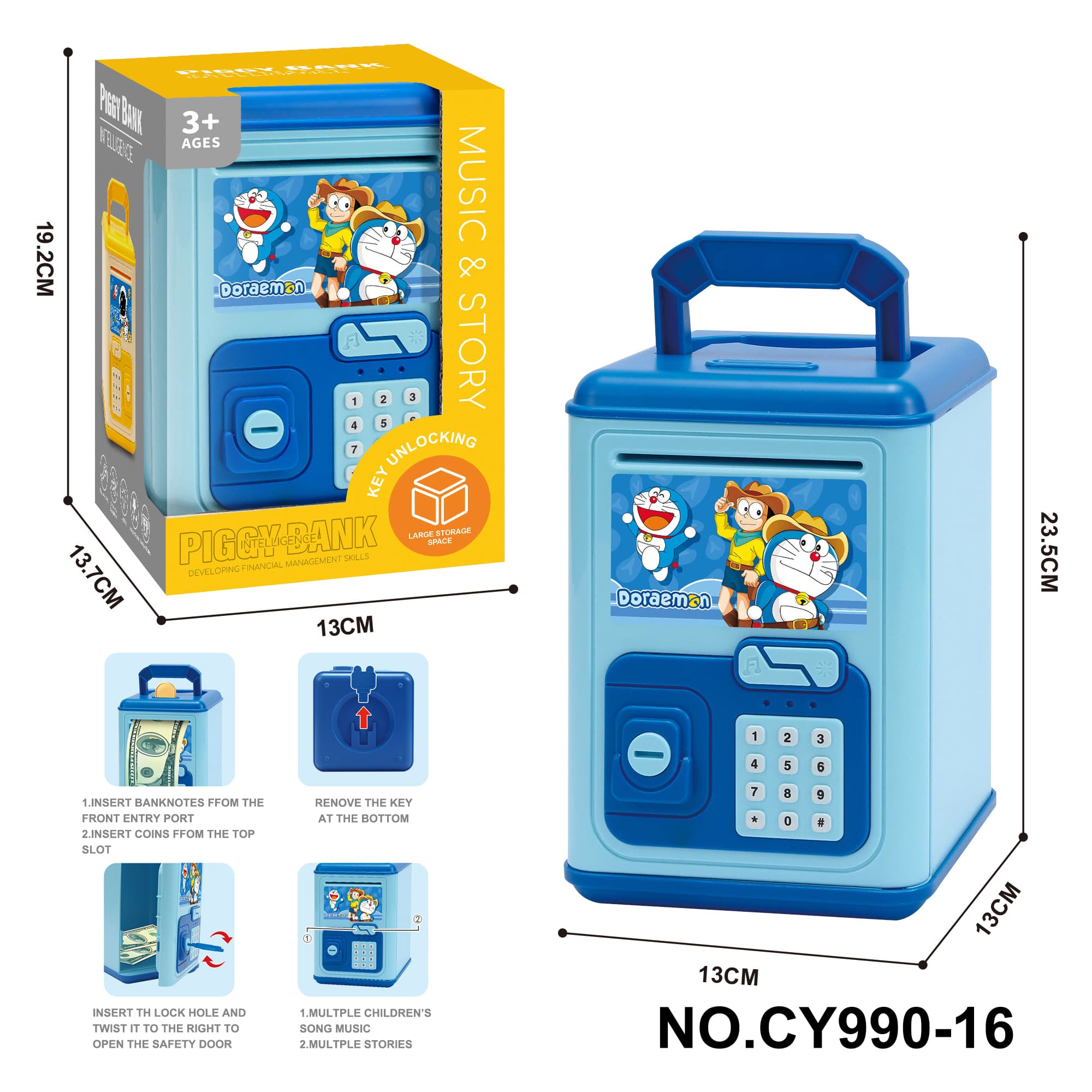 Smart Money Box - Doraemon (with Music & Lights) 2*AA Not Included