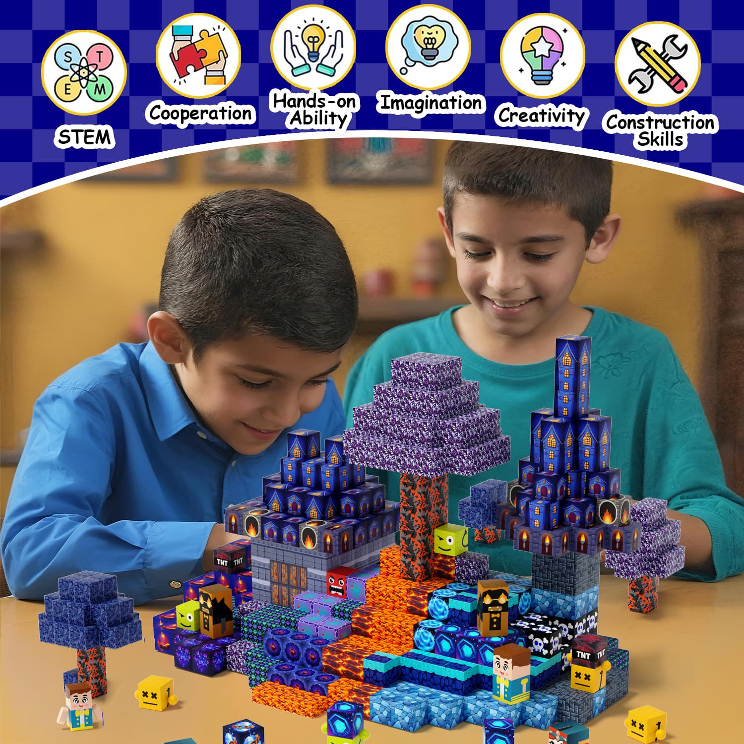 Blue Castle 100pcs Magnetic Building Blocks