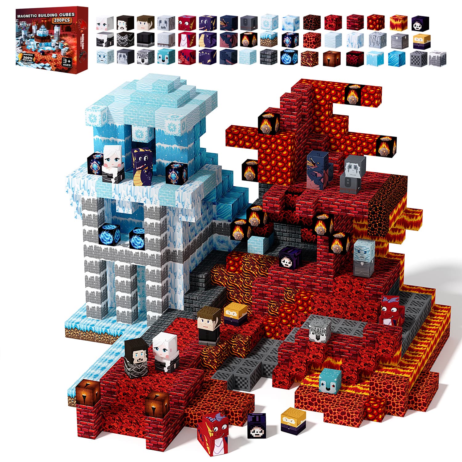 Ice and Fire 100pcs Magnetic Building Blocks