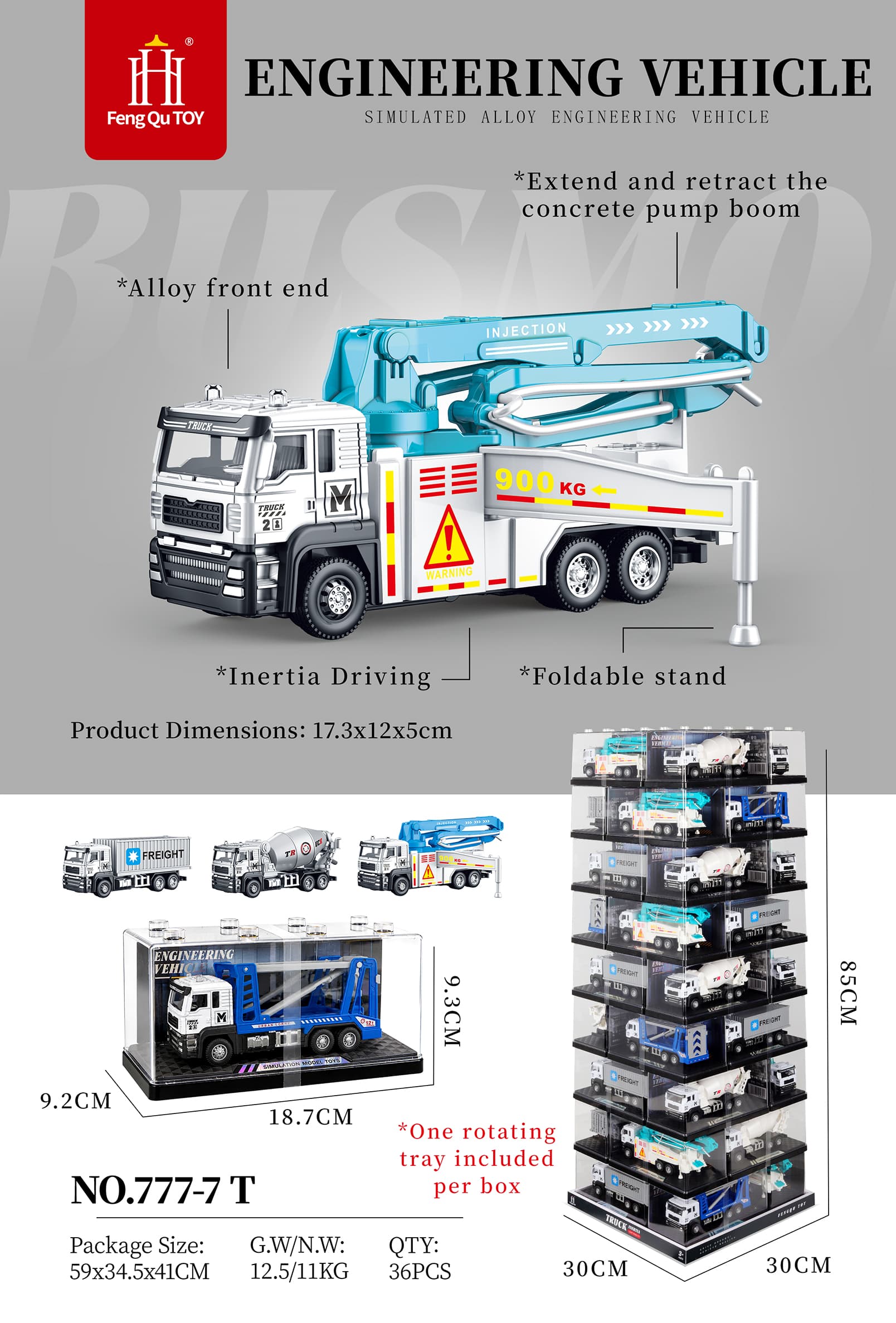 Acrylic Transparent Box with Simulated Alloy Transport Truck and Rotating Turntable!