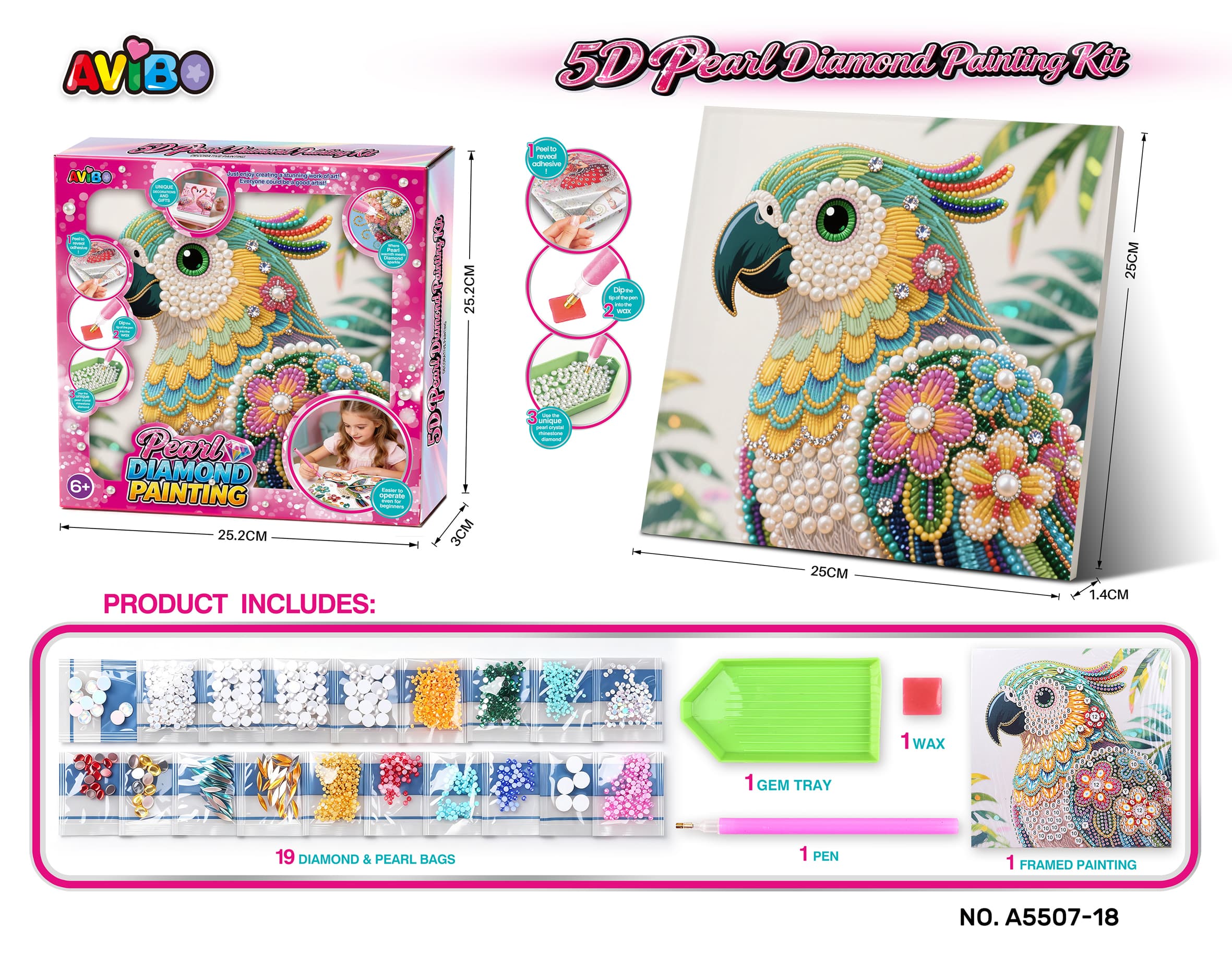 5D Diamond Dot Pearl Decorative Painting - Parrot