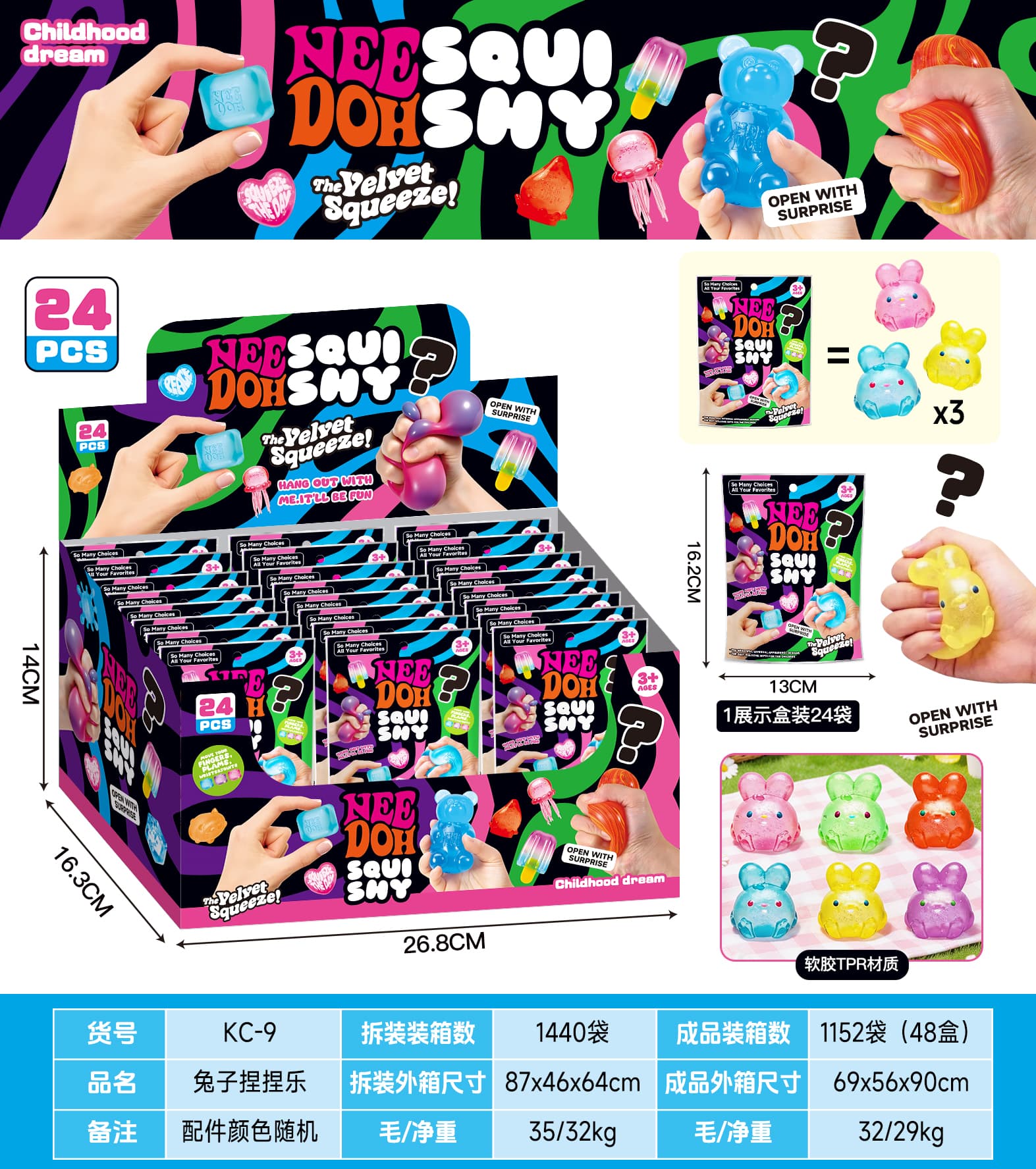 Stress Relief Squeeze Bunny Blind Bag