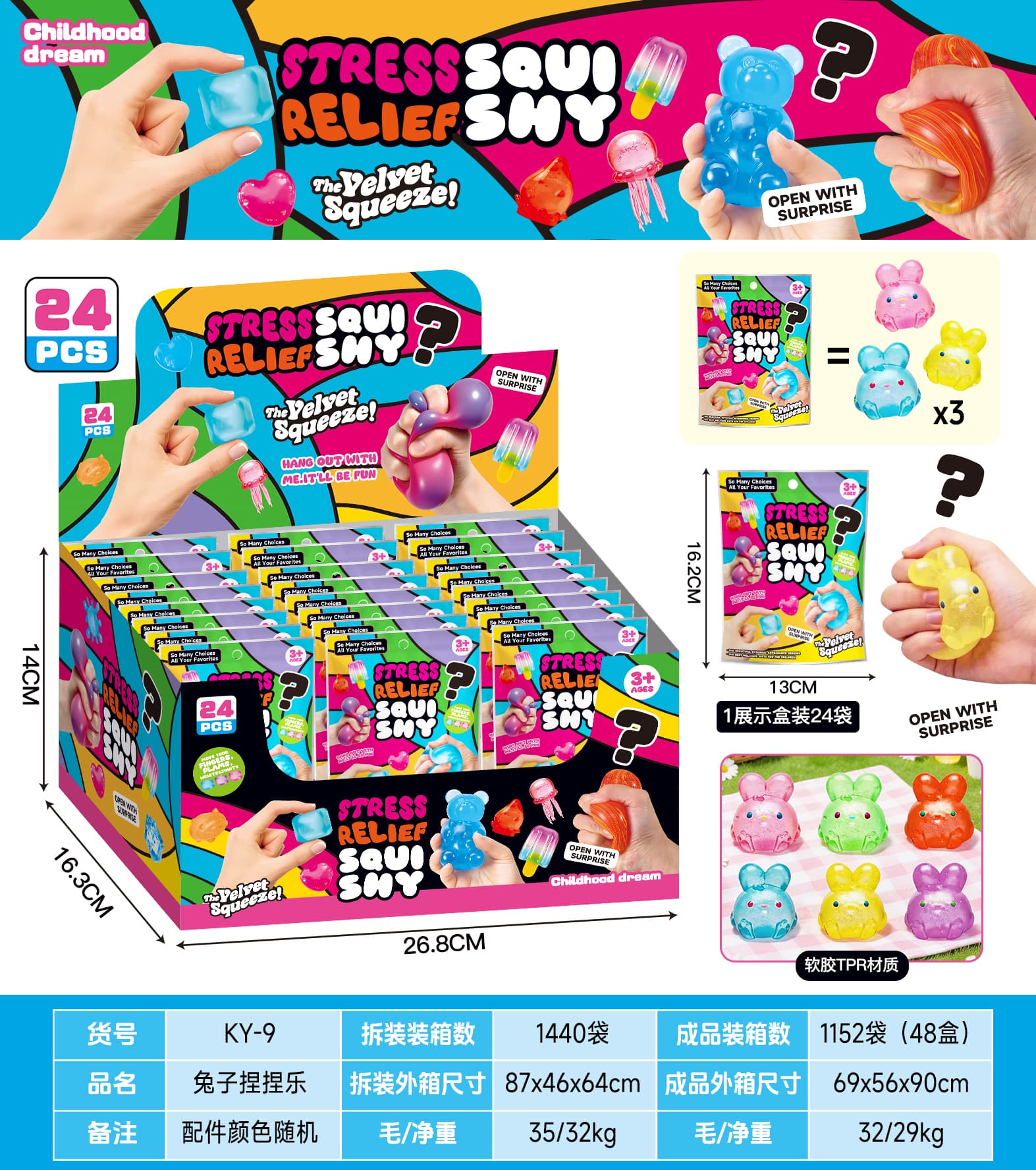 Stress Relief Squeeze Bunny Blind Bag