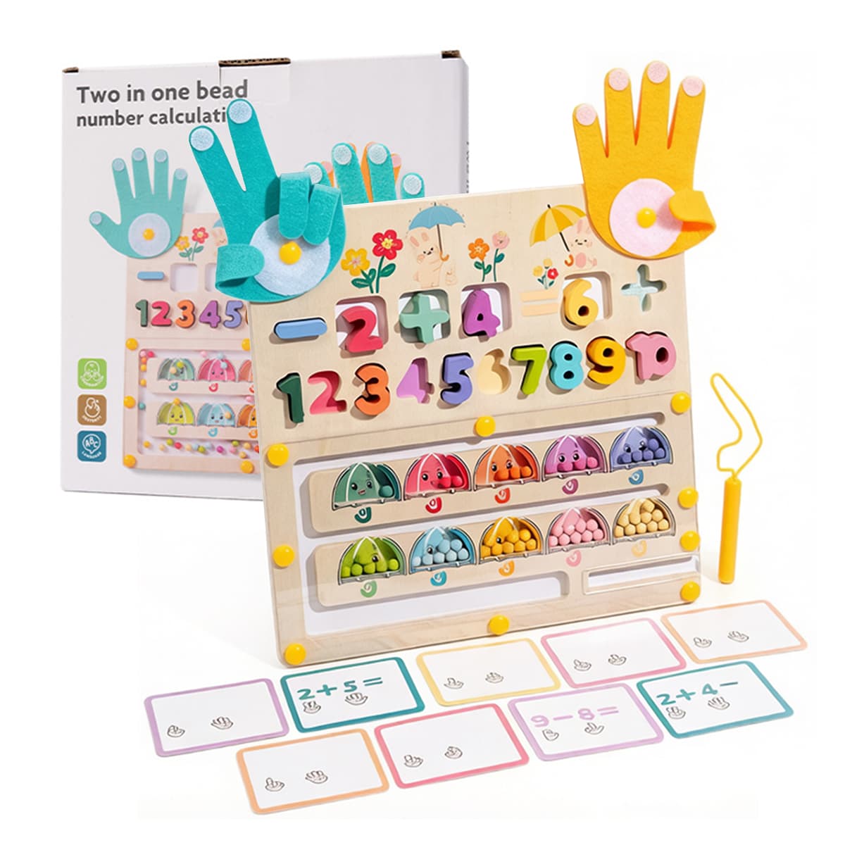 Wooden Bead Maze & Number Calculation 2-in-1