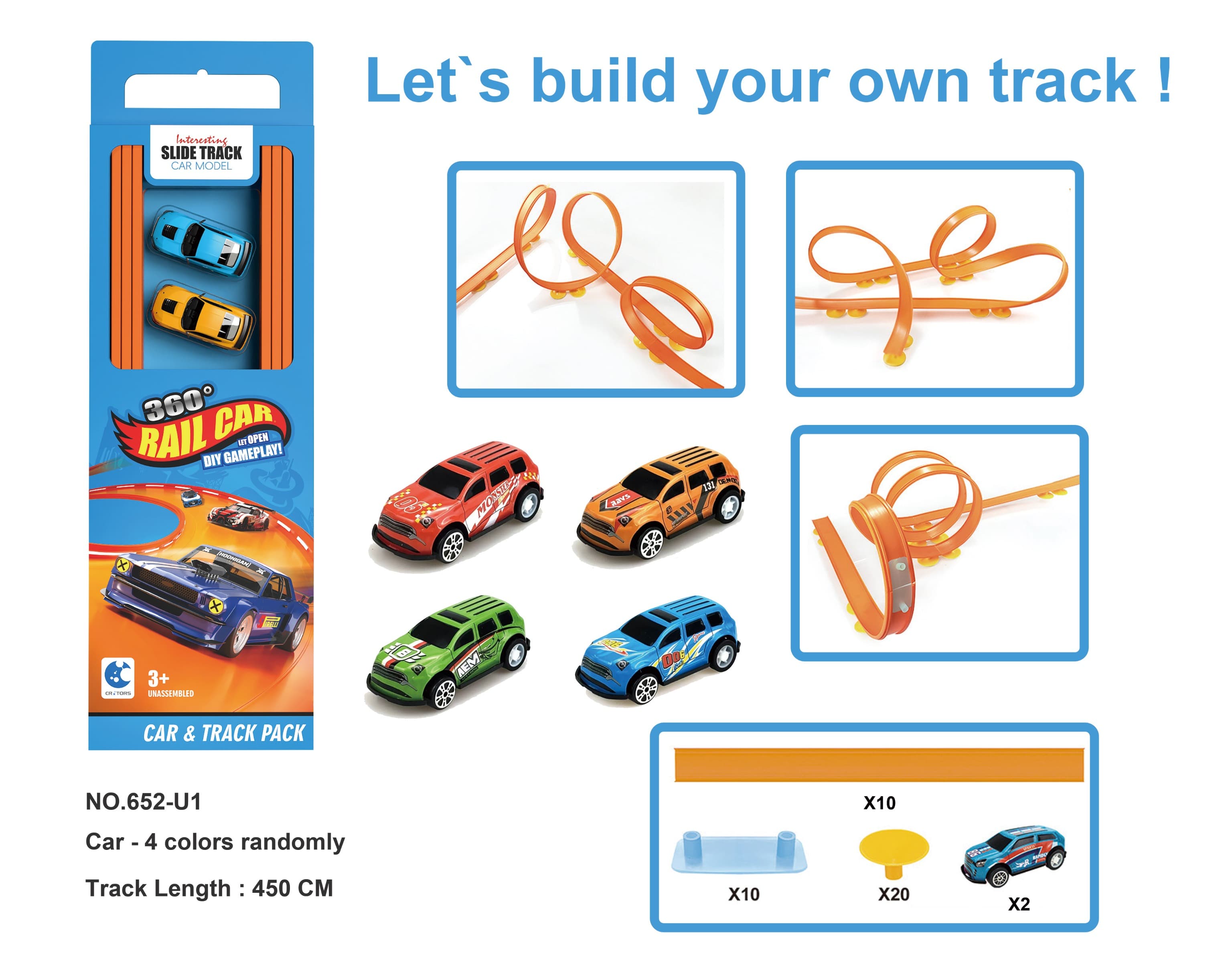 DIY Track Set - 450cm Tinplate Pull-Back Car