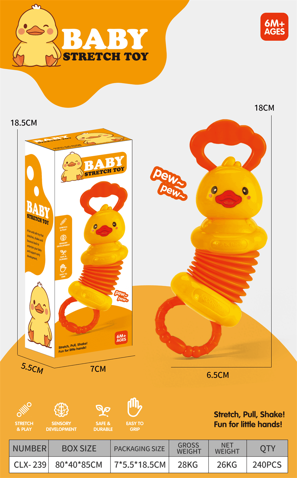 Yellow Duck Accordion Baby Soothing Toy
