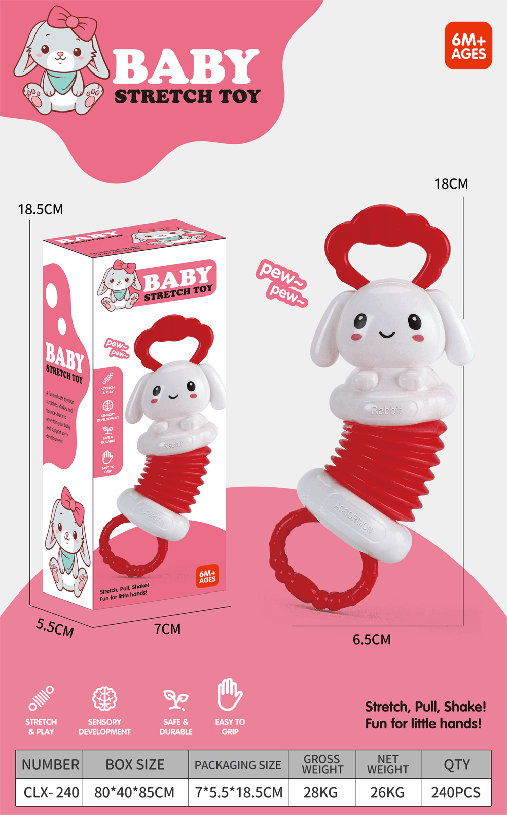 Bunny Accordion Baby Soothing Toy