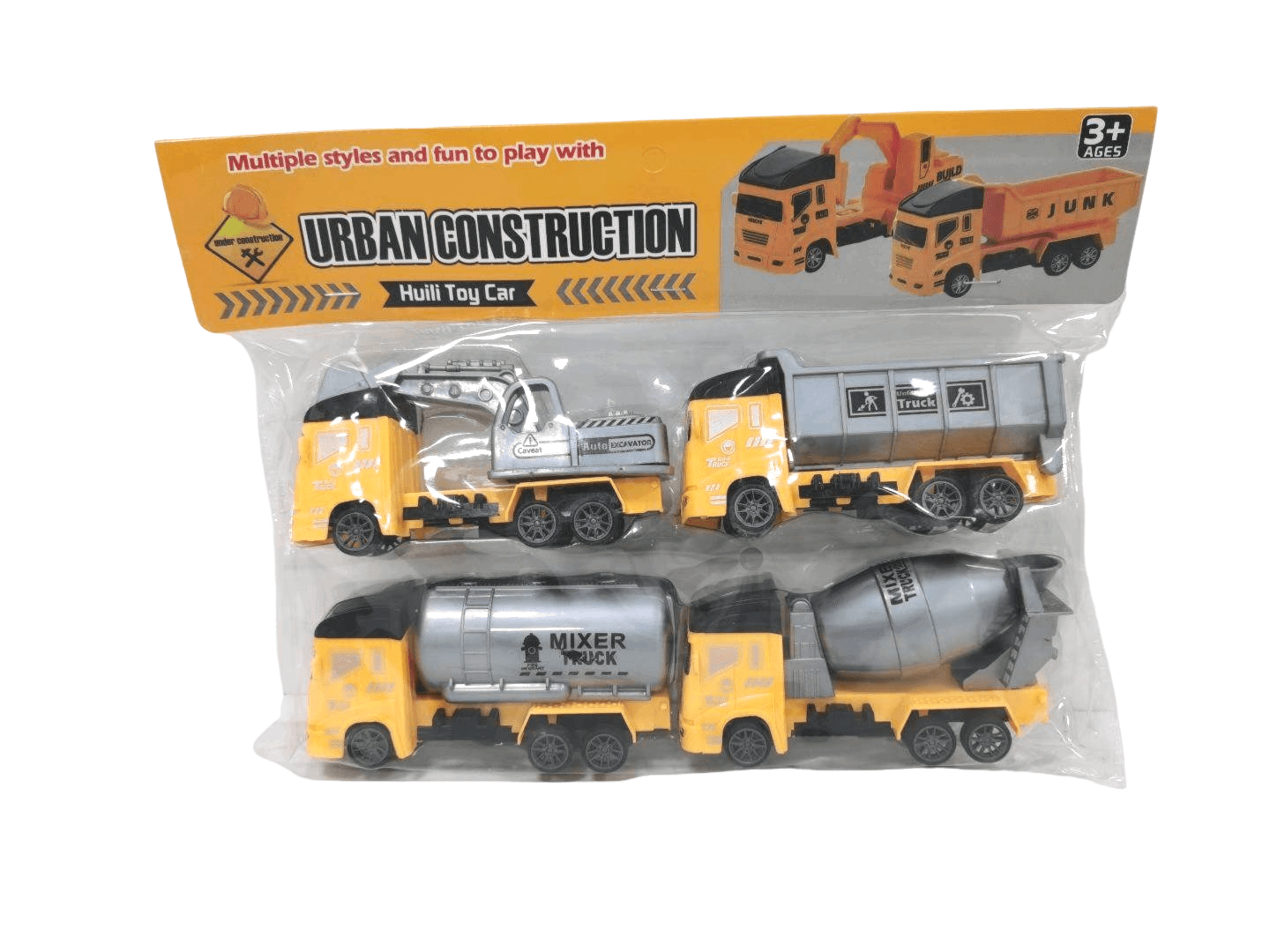 Pull-Back Construction Vehicles (4 Models) - Boys' Role-Play Toy Cars with Educational STEM Features