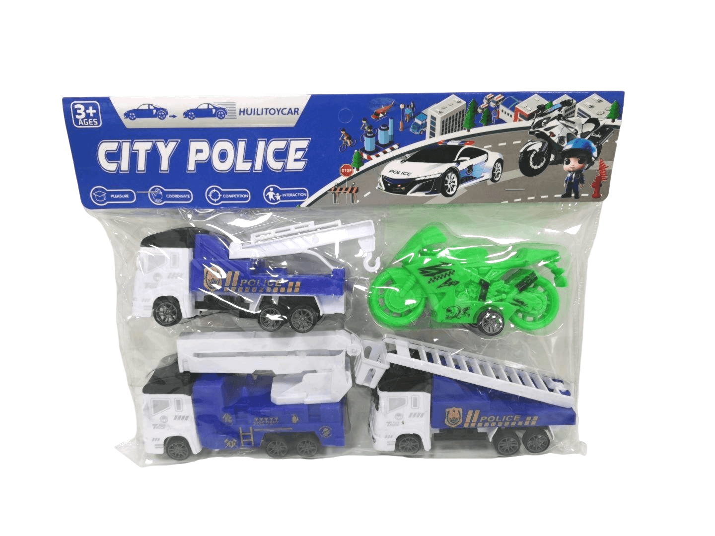 Pull Back Police Motorcade (Boys' Role-Play Car Model, Educational STEM Toy)