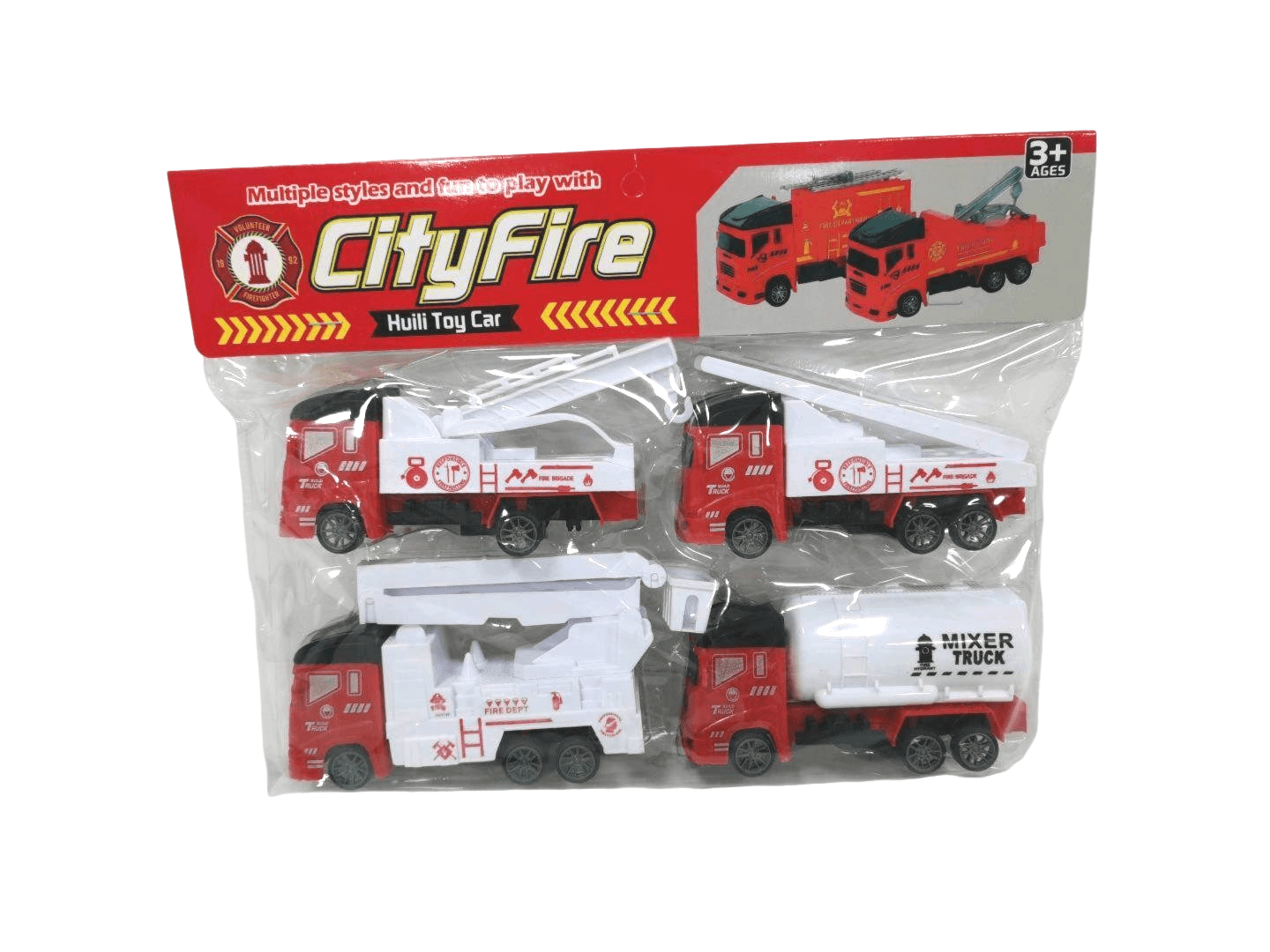 Pull-Back Fire Truck Set (4 Styles) - Educational Toy Car Models for Boys' Role-Playing