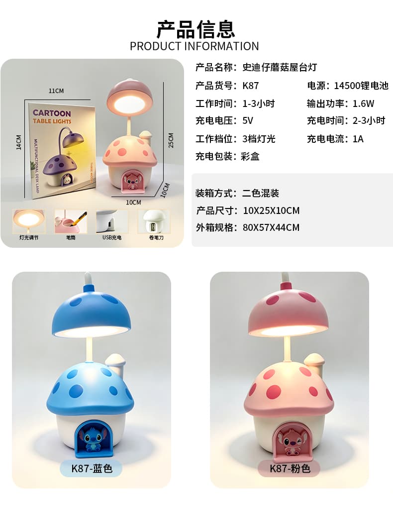 Stitch Mushroom House Table Lamp