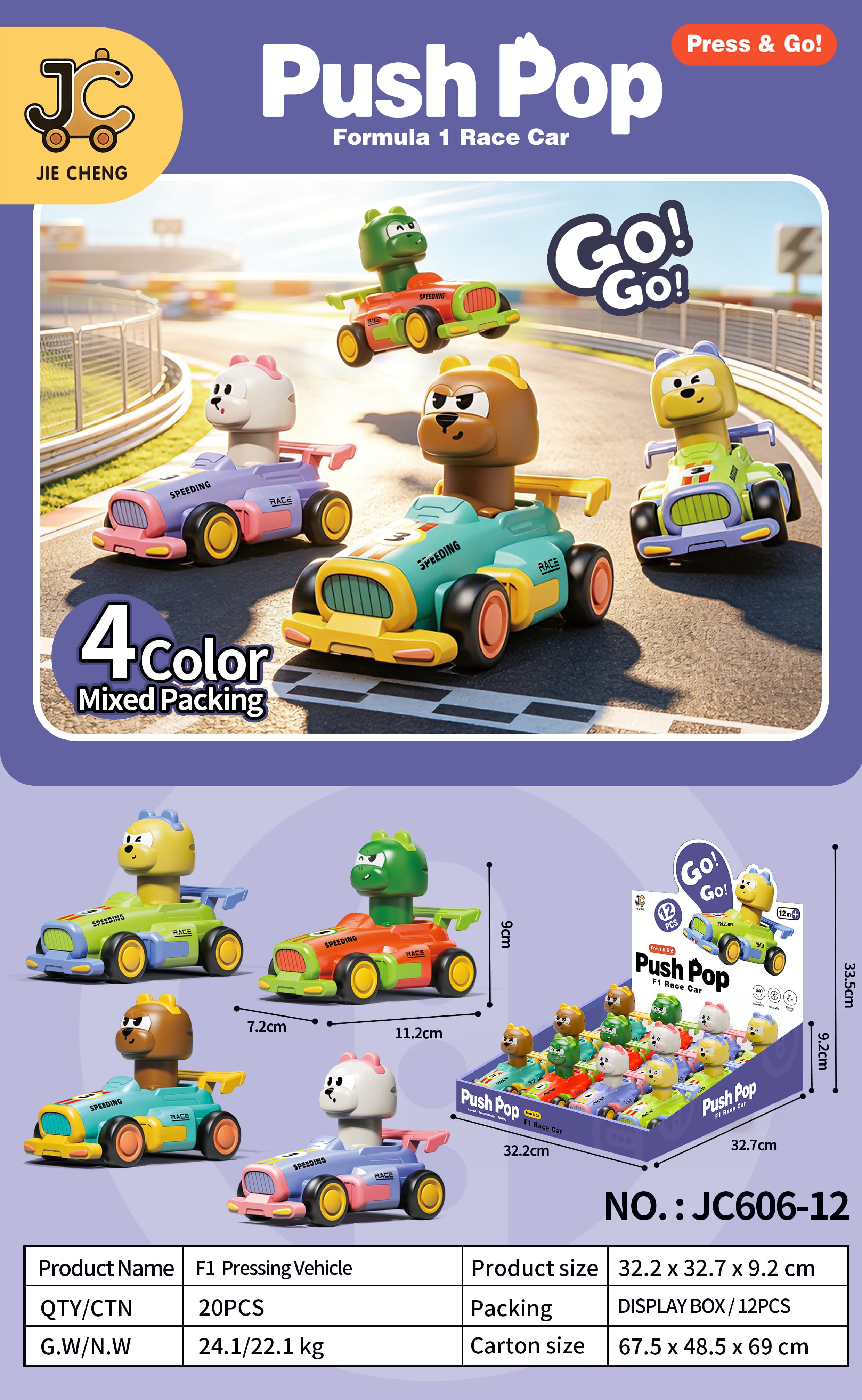 F1 Press Car 12-Piece Large Display Box