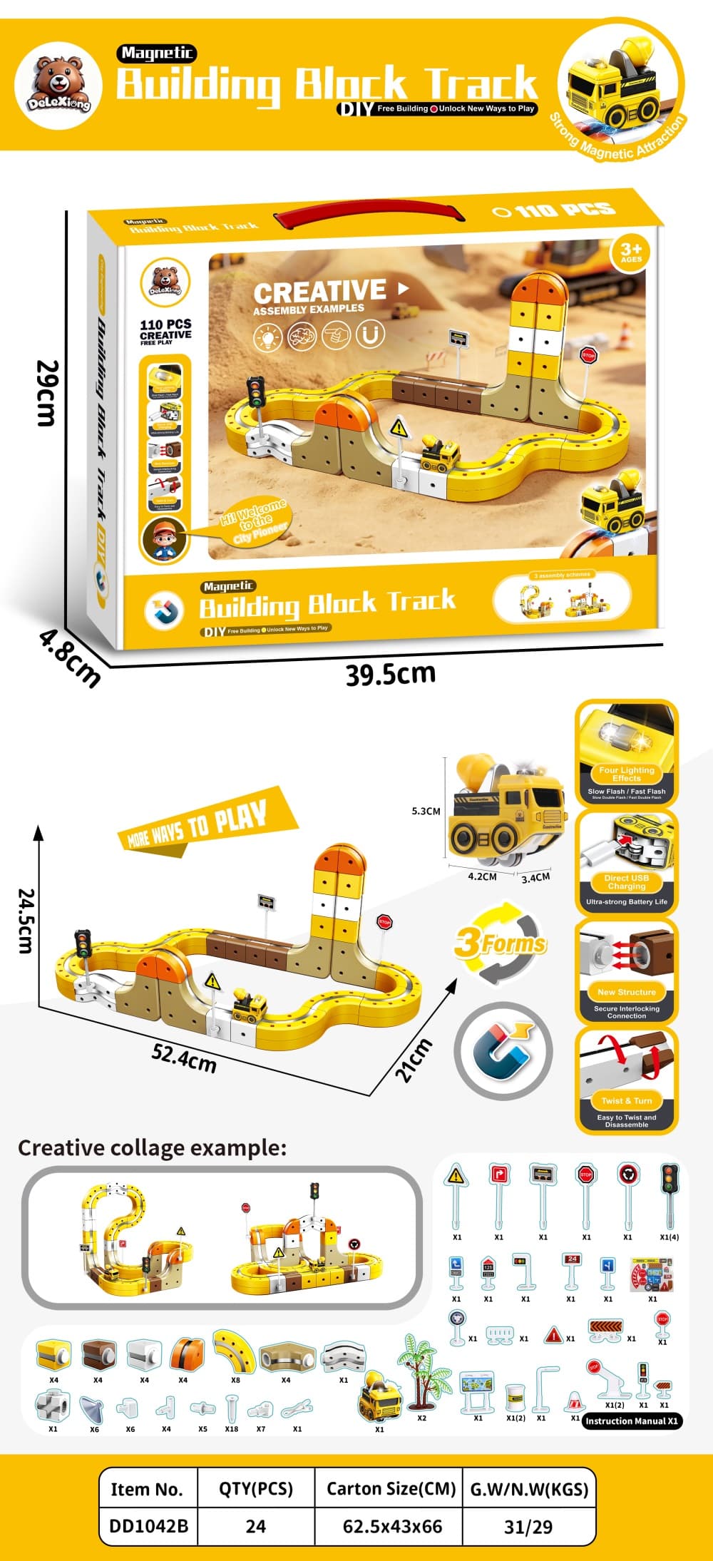Magnetic Building Block Track Car (Pioneer Explorer) 110 PCS