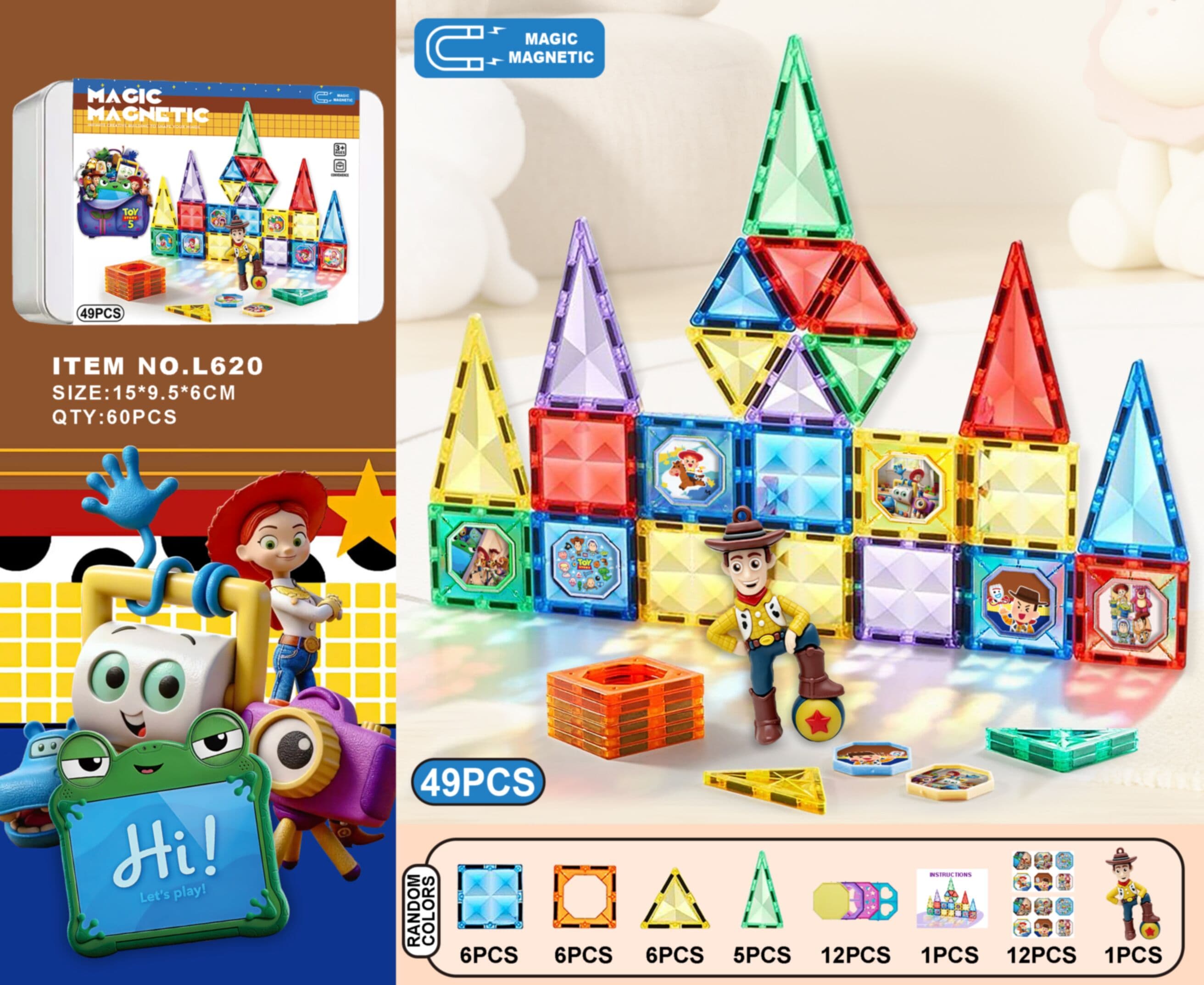 Toy Story 5 Magnetic Building Blocks with Action Figure 49PCS
