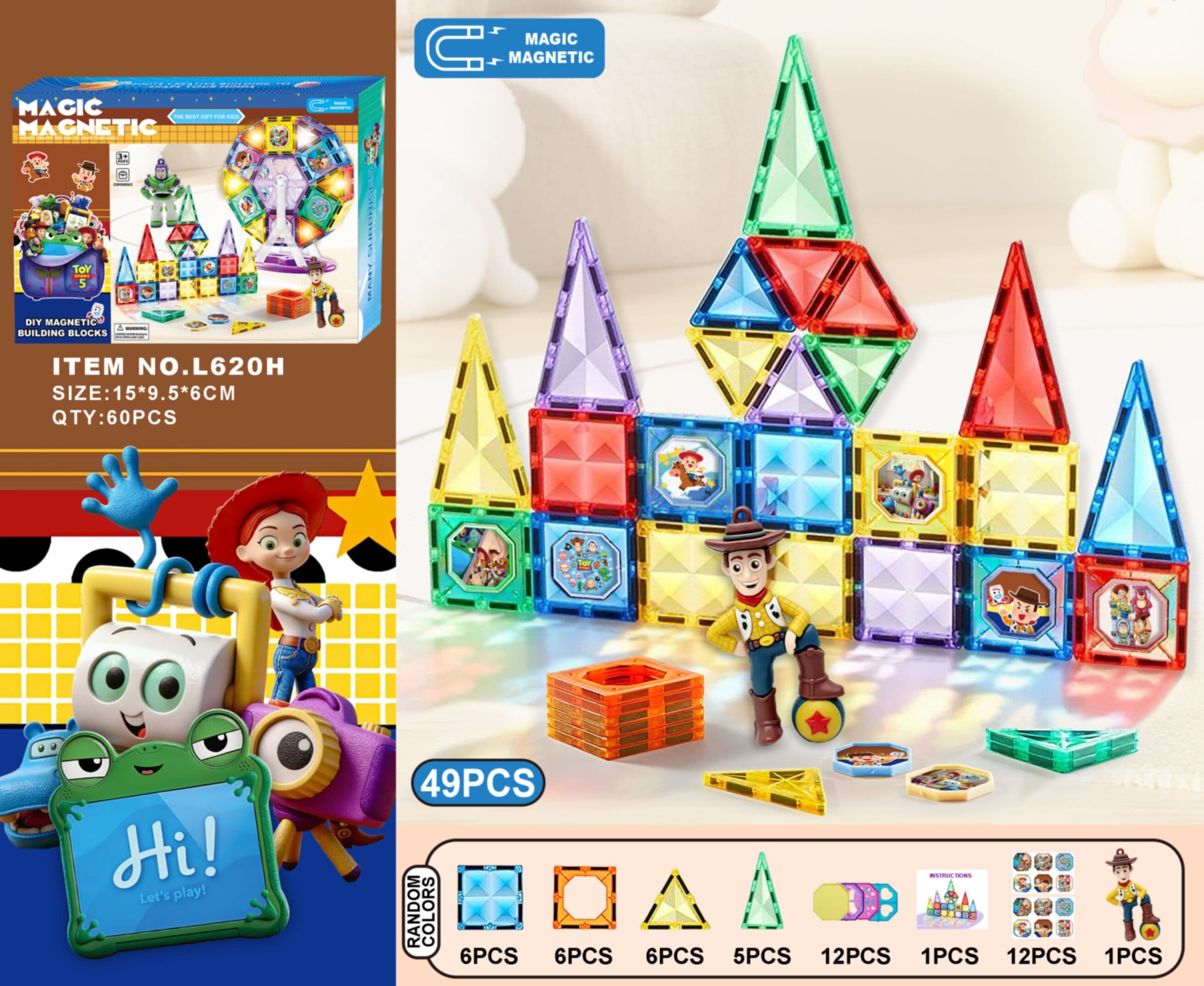 Toy Story 5 Magnetic Building Blocks with Action Figure 49PCS