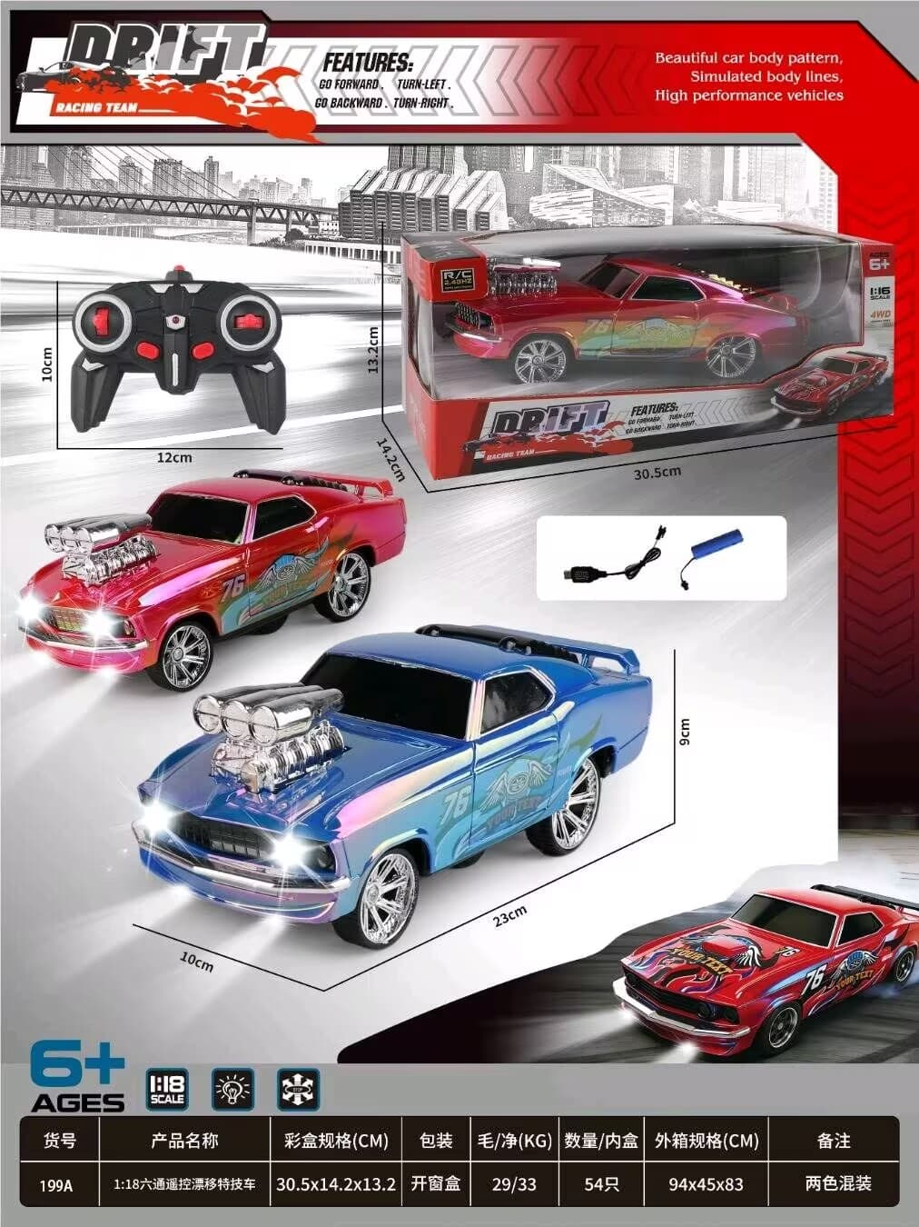 1:18 Six-Channel Remote Control Drift Stunt Car
