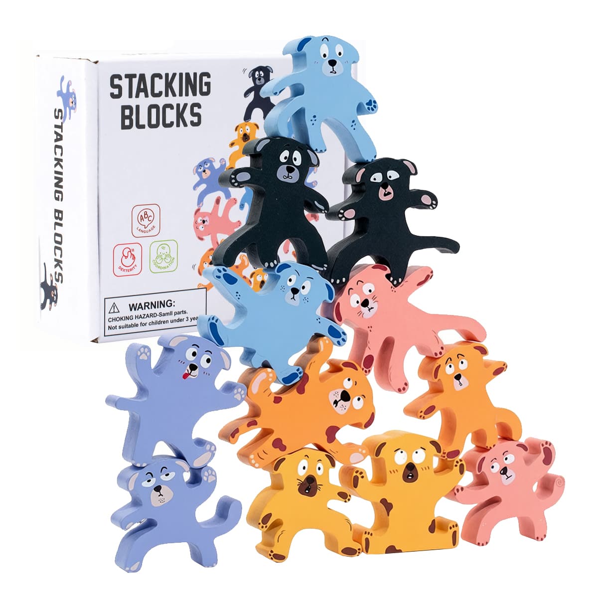 Wooden Dog Blocks Balancing Stacking Game