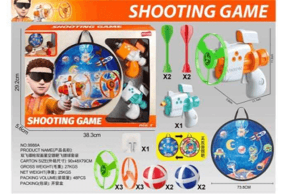 Double Frisbee Gun with Two-Sided Star Dart Target and Mini Dart Disc Set