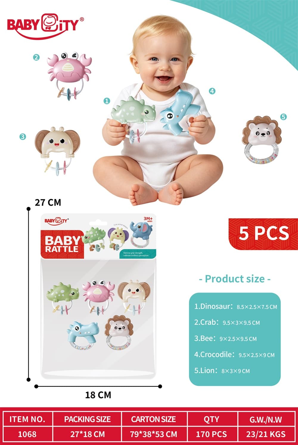 Baby Rattle Set of 5