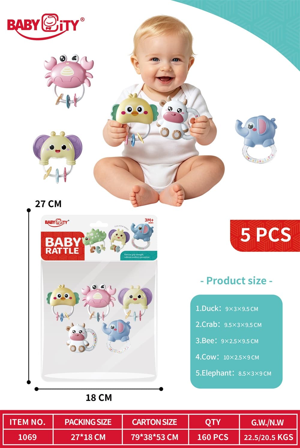 Baby Rattle Set of 5