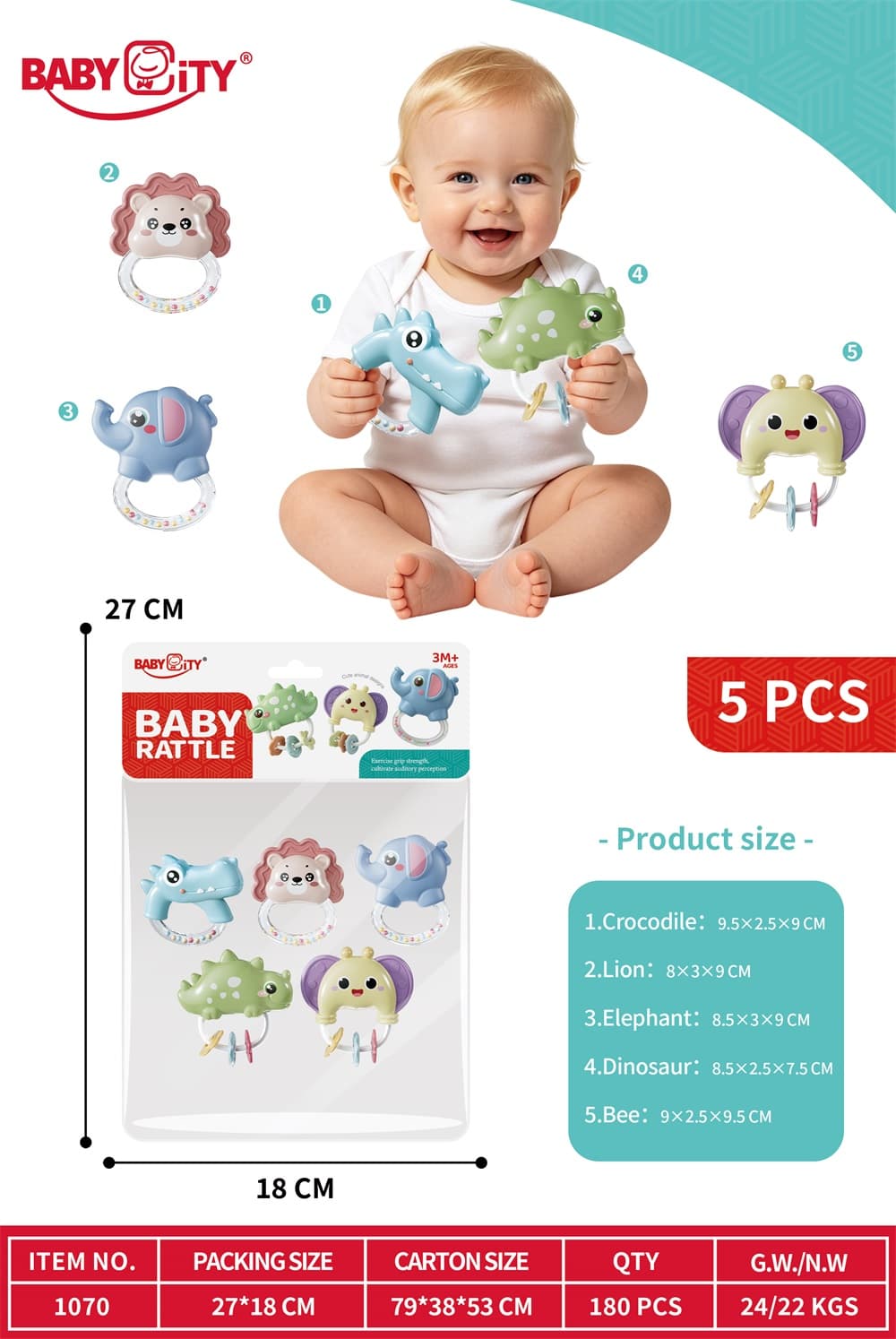 Baby Rattle Set of 5