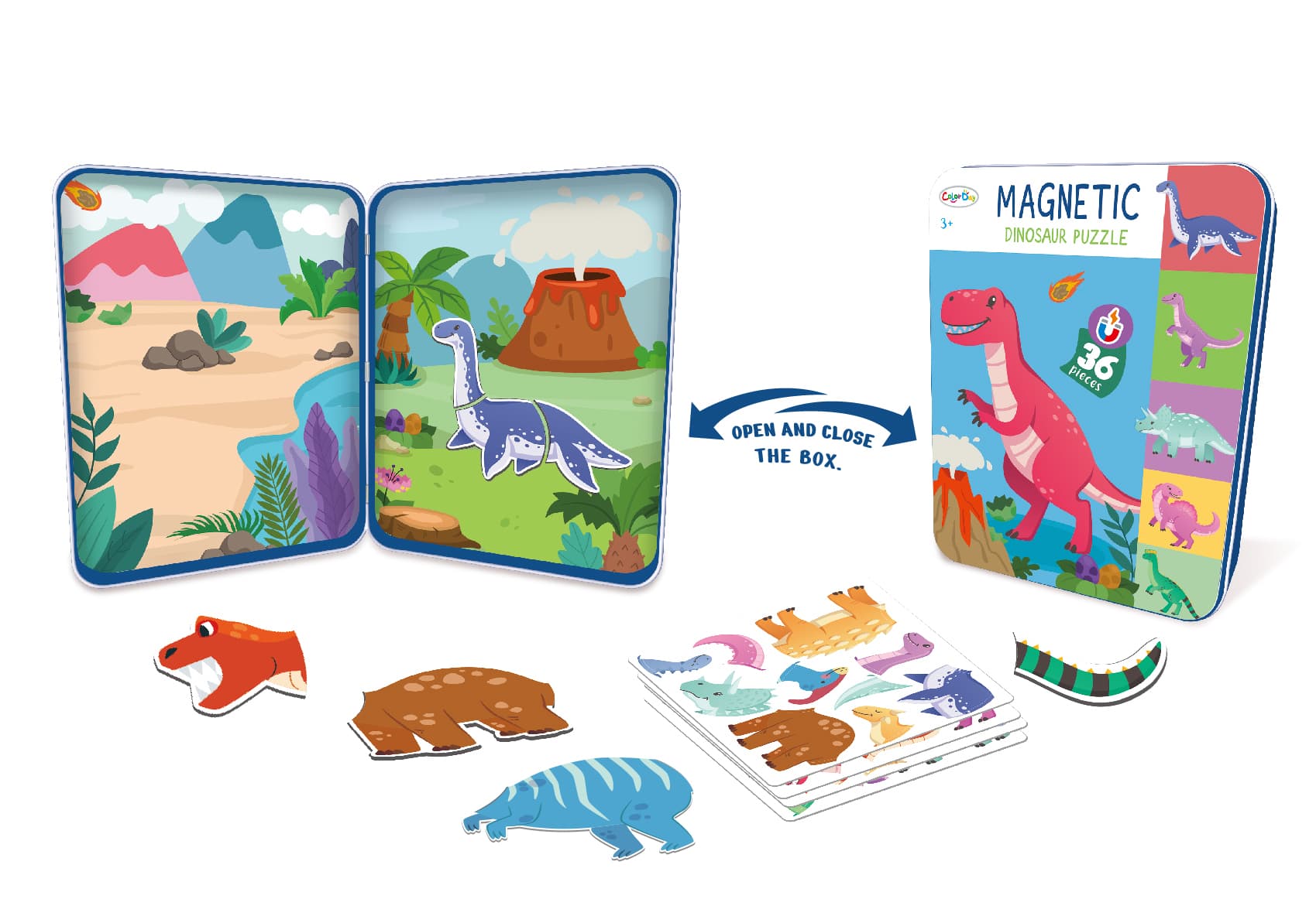 Magnetic Dress-Up Game in Tin Box - Dinosaur Series