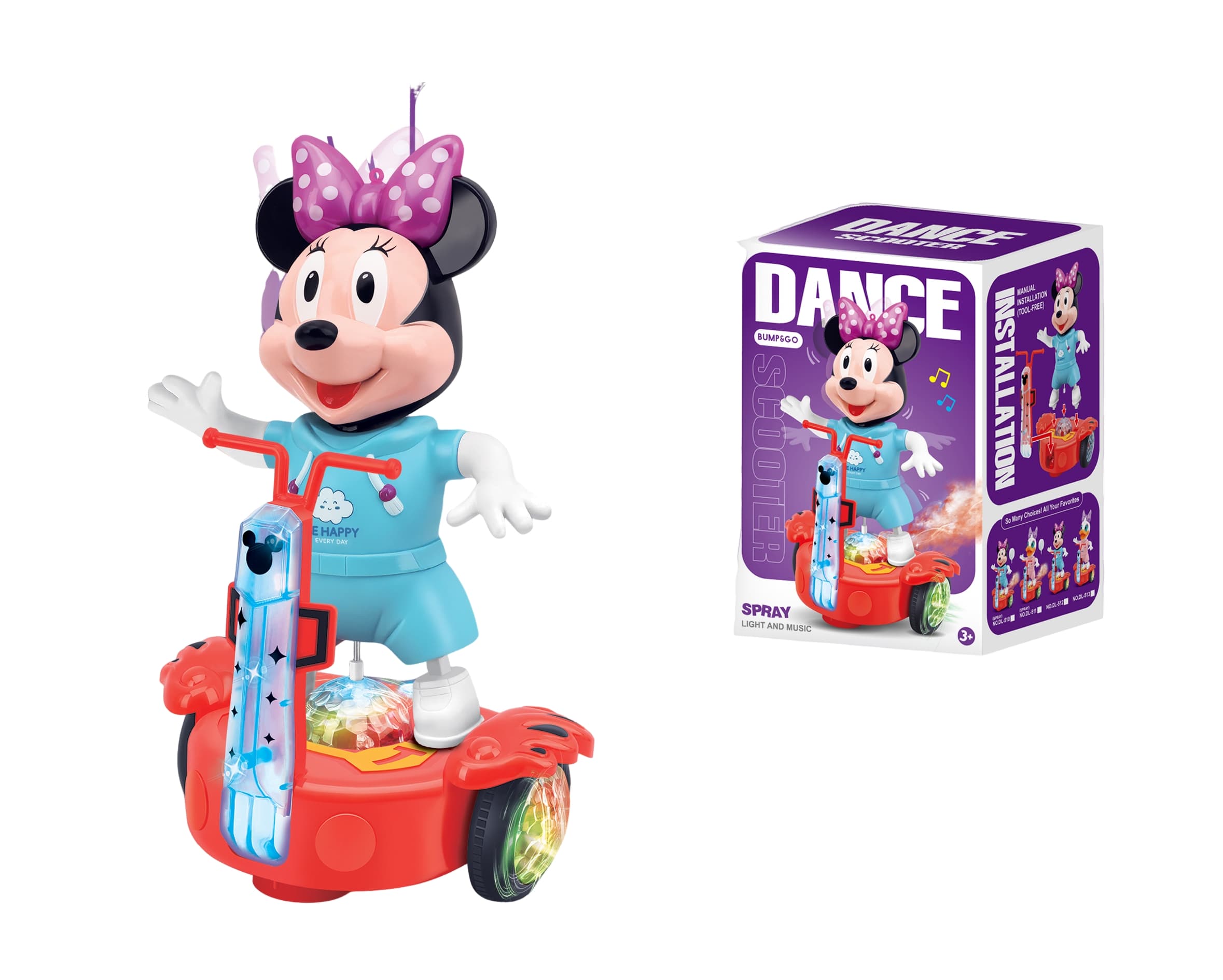 Electric Omni-Directional Music Light-Up Minnie Scooter