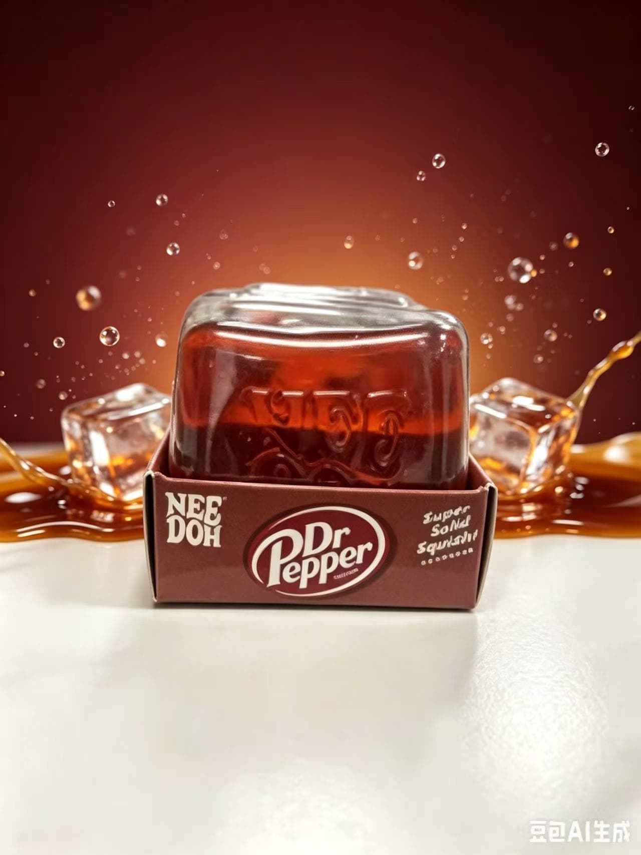 TPR 8cm Square Fizzy Cola Taffy Squeeze Toy Boxed (Brown)