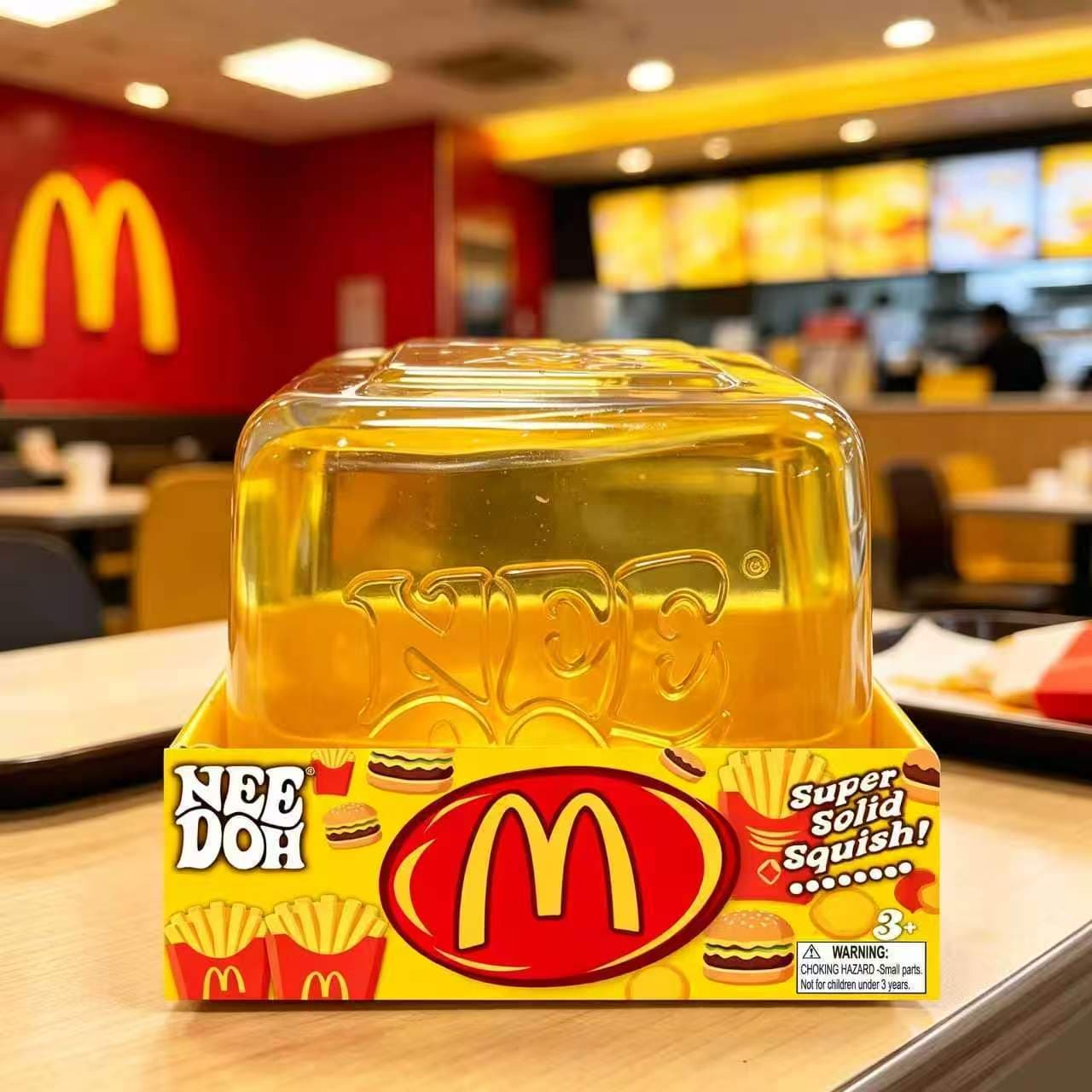 TPR 8cm Cube McDonald's Transparent Maltose Squeeze Toy Boxed (Lemon Yellow)