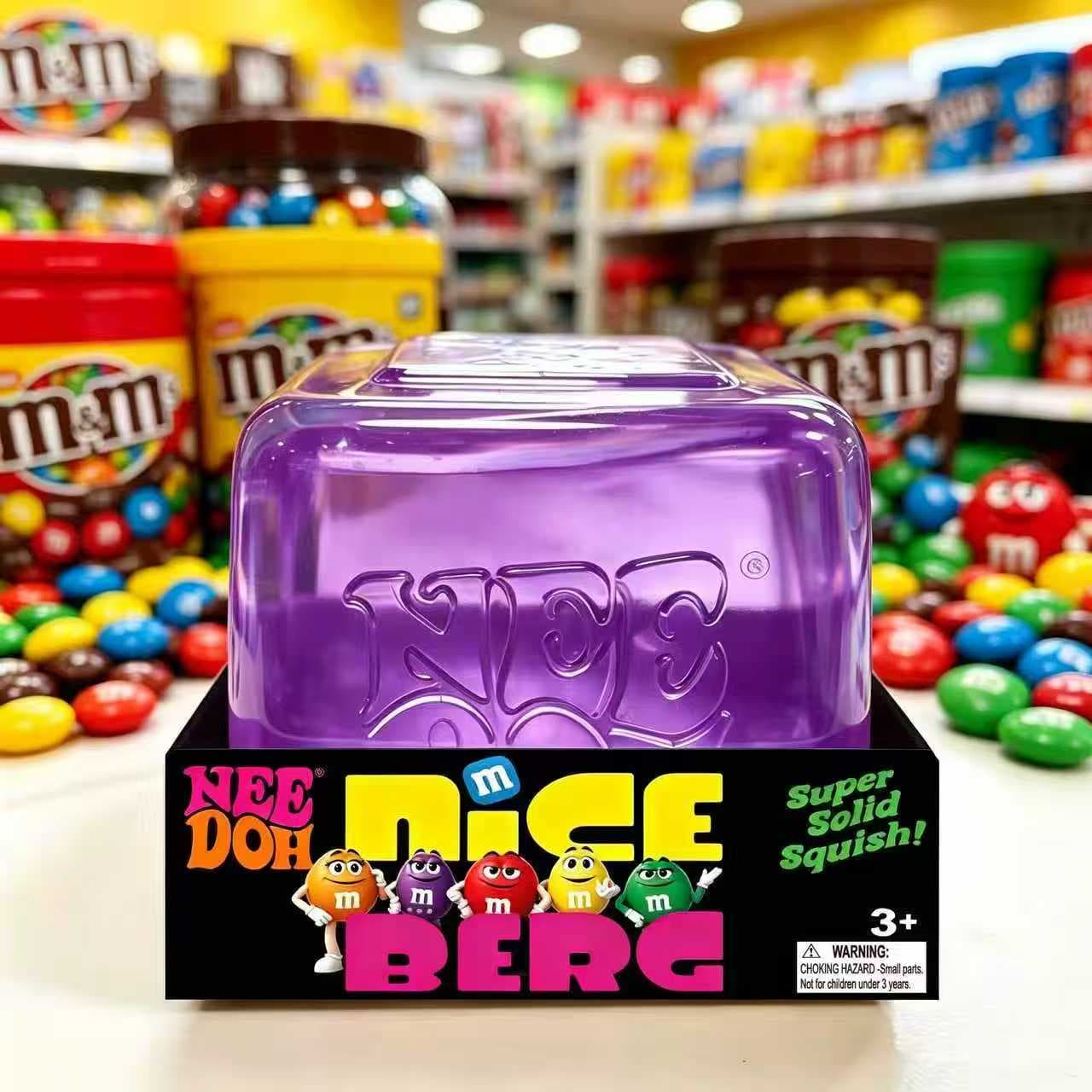 TPR 8cm Square M&M's Transparent Maltose Stress Relief Boxed (Purple)