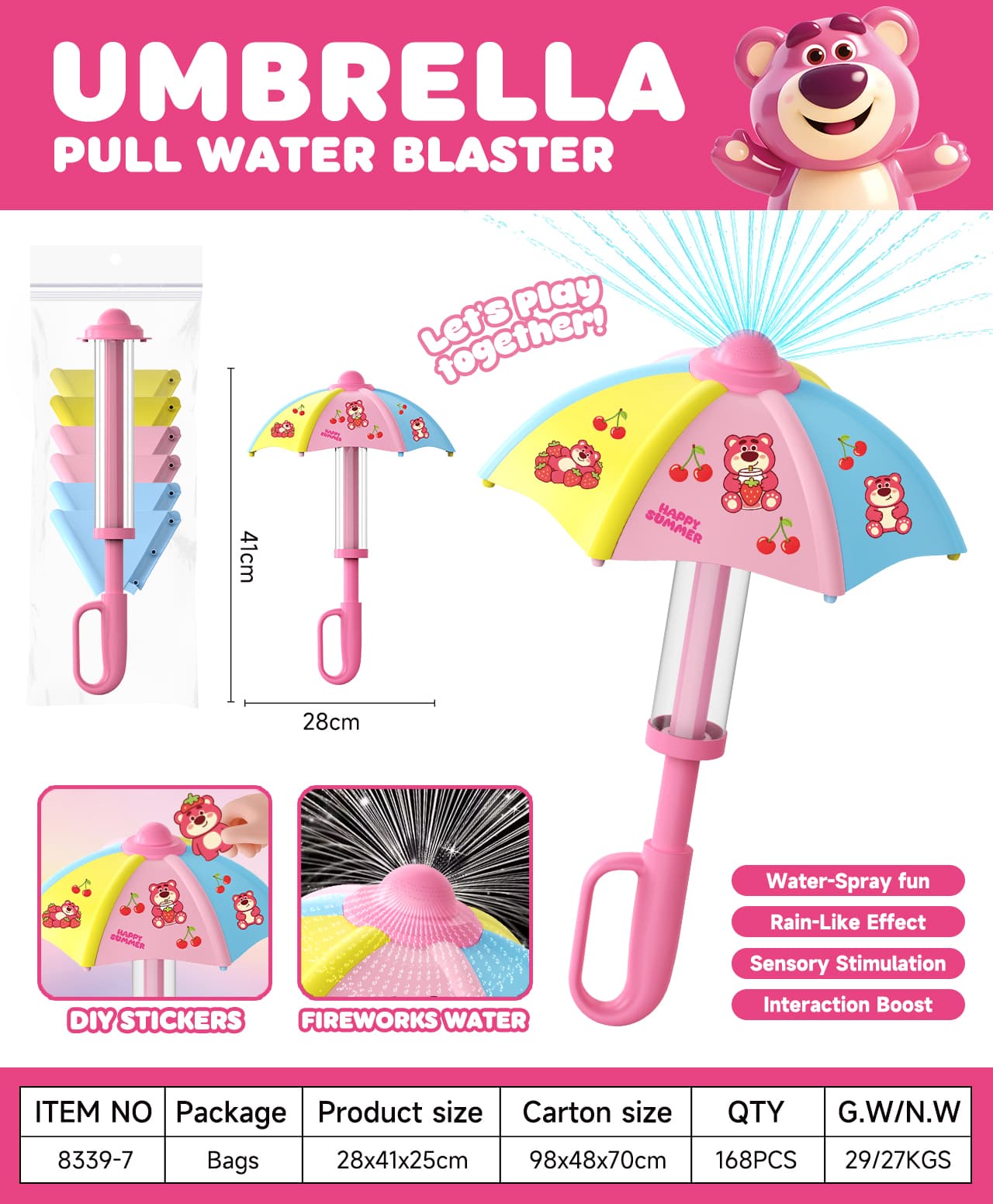 DIY Firework Umbrella - Strawberry Bear