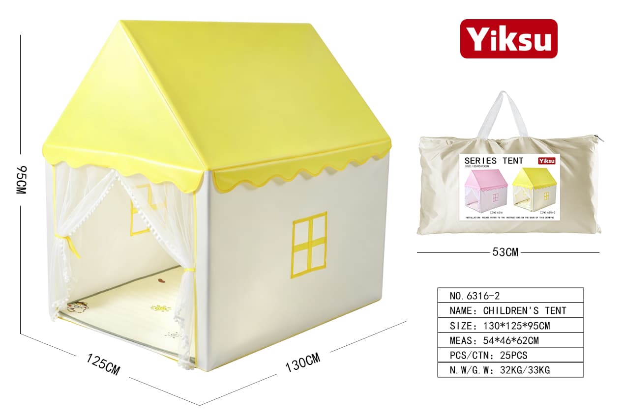 Yellow House - Kids Tent Tunnel Ball Pit