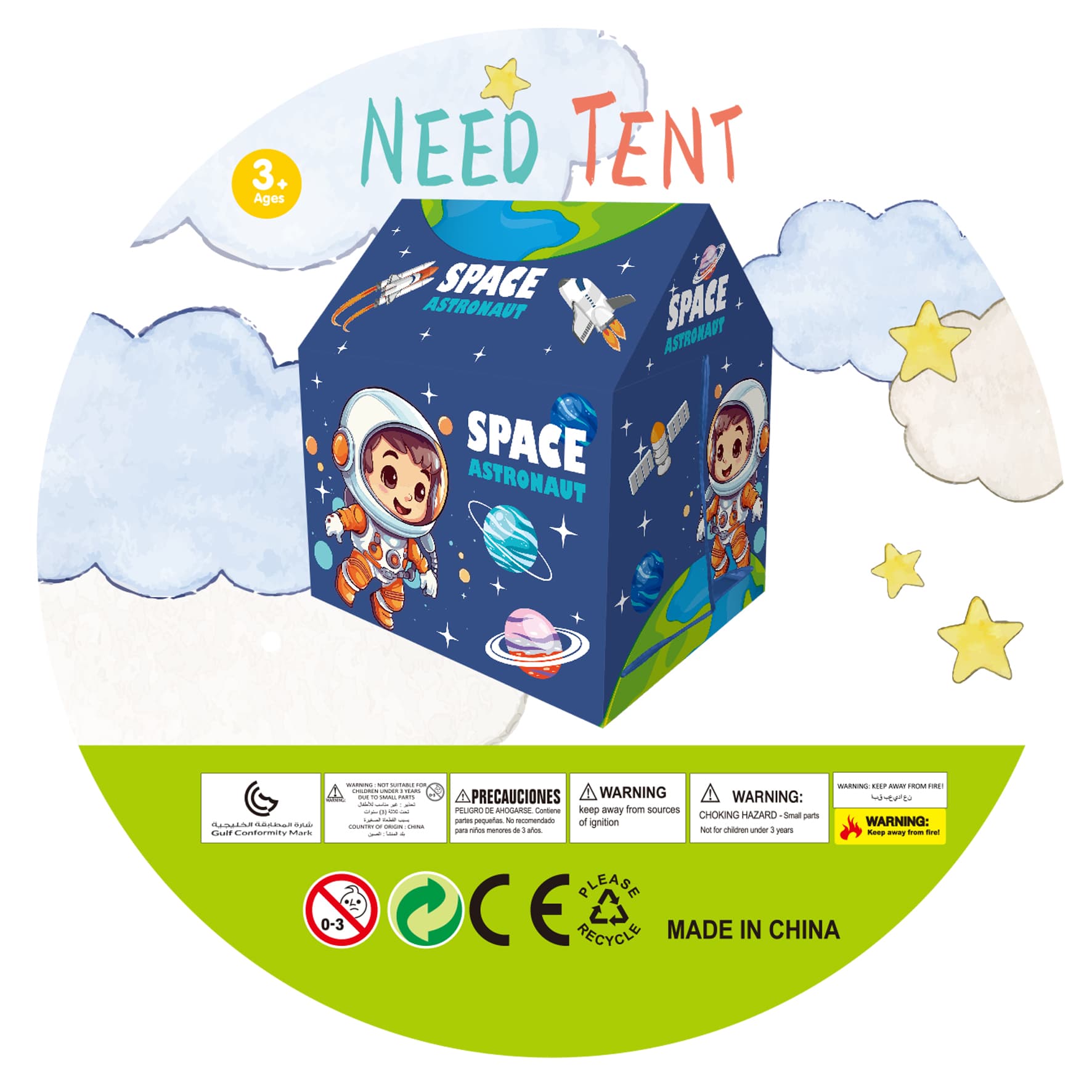 Space-Themed Children's Tent - Rocket Adventure Playhouse, Exclusive Blue Sky Cabin for Kids