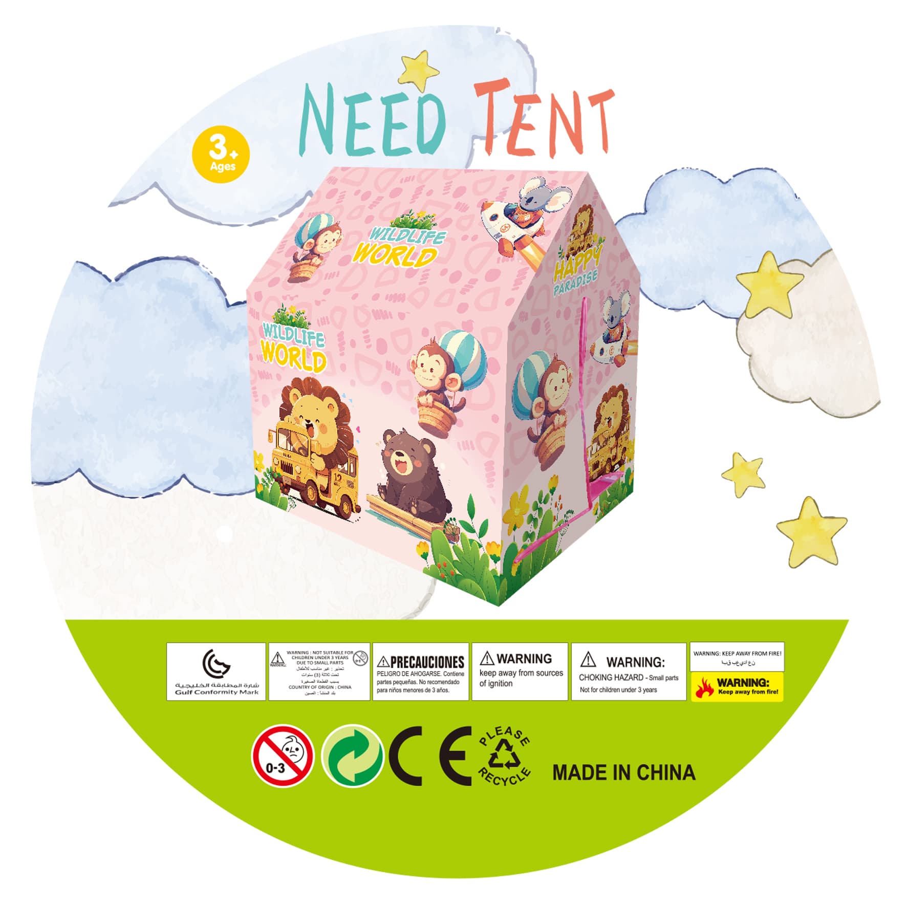 Lion Animal Collection Theme Kids Play Tent - Pink