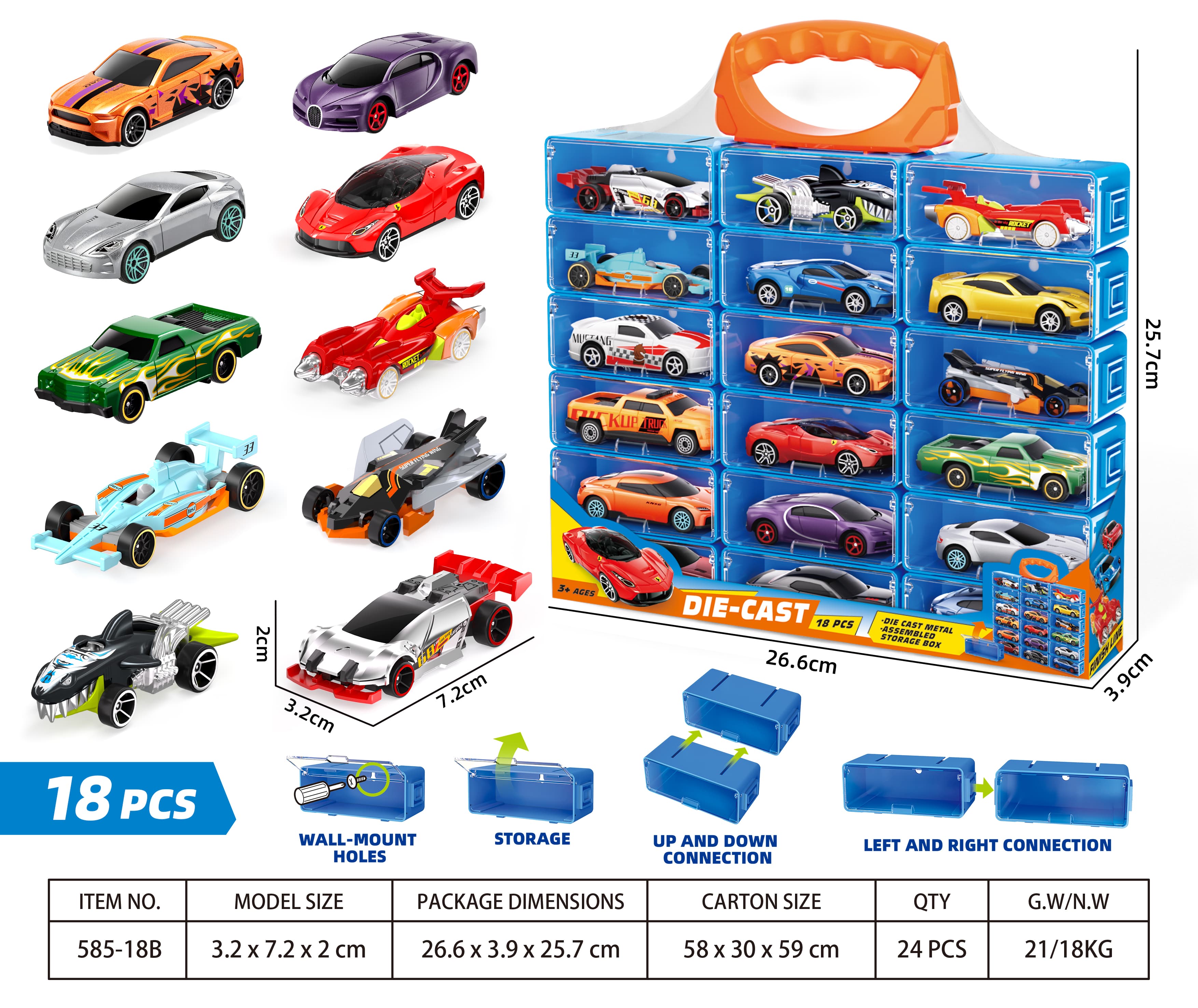 1:64 Die-Cast Alloy Car (18-Pack)