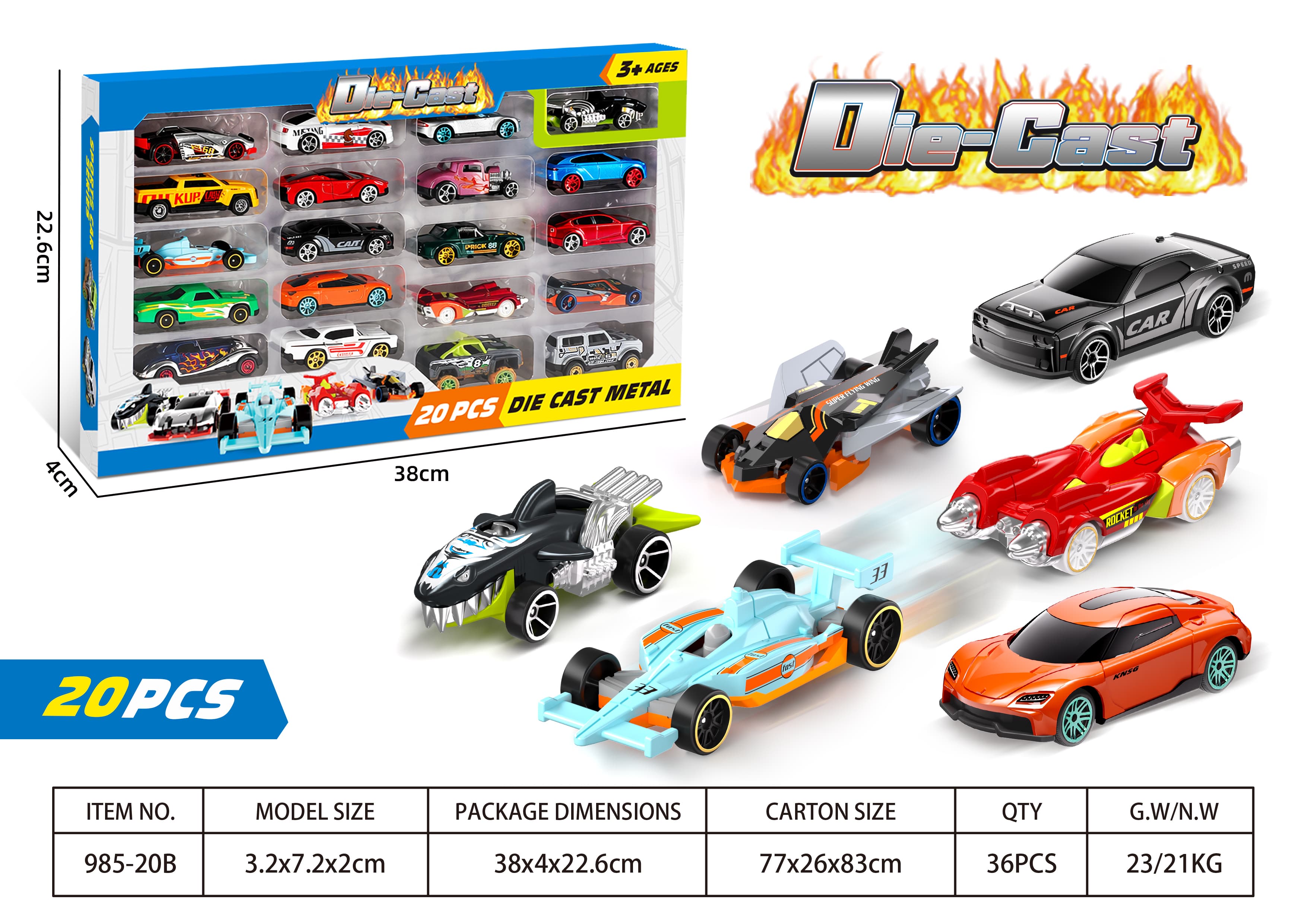1:64 Die-cast Alloy Cars (20-Piece Set)