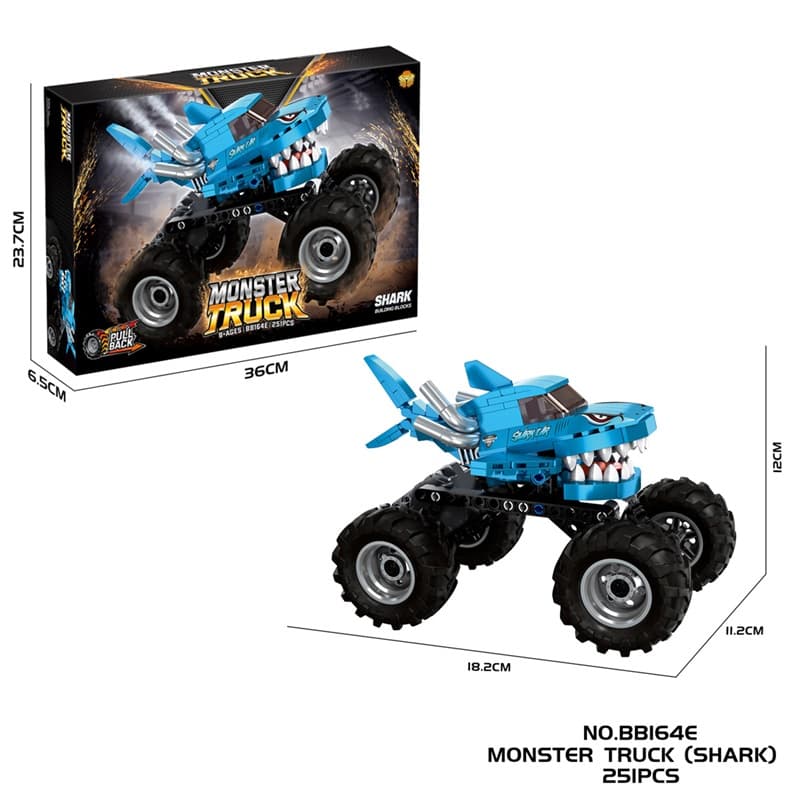 Cross-border E-commerce DIY Building Blocks: Monster Shark Off-road Truck with Spring Shock Absorbers