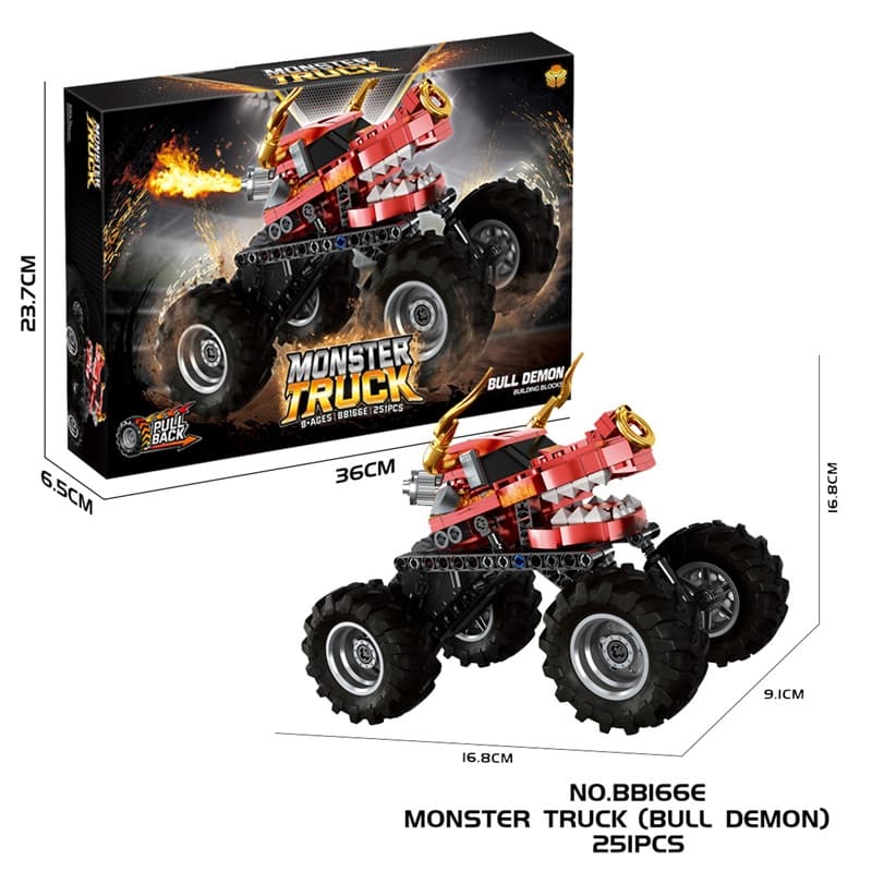 Cross-border E-commerce DIY Building Blocks - Monster Bull Demon Bigfoot Truck with Shock Absorber