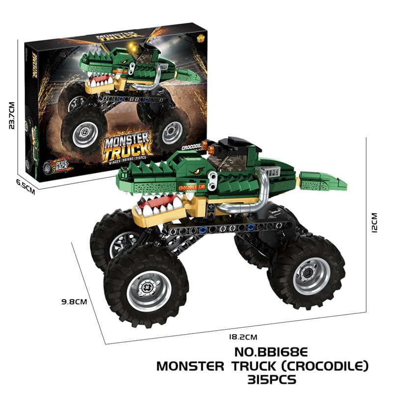 Cross-border E-commerce DIY Building Blocks: Monster Crocodile Off-Road Vehicle with Recoil and Shock Absorber