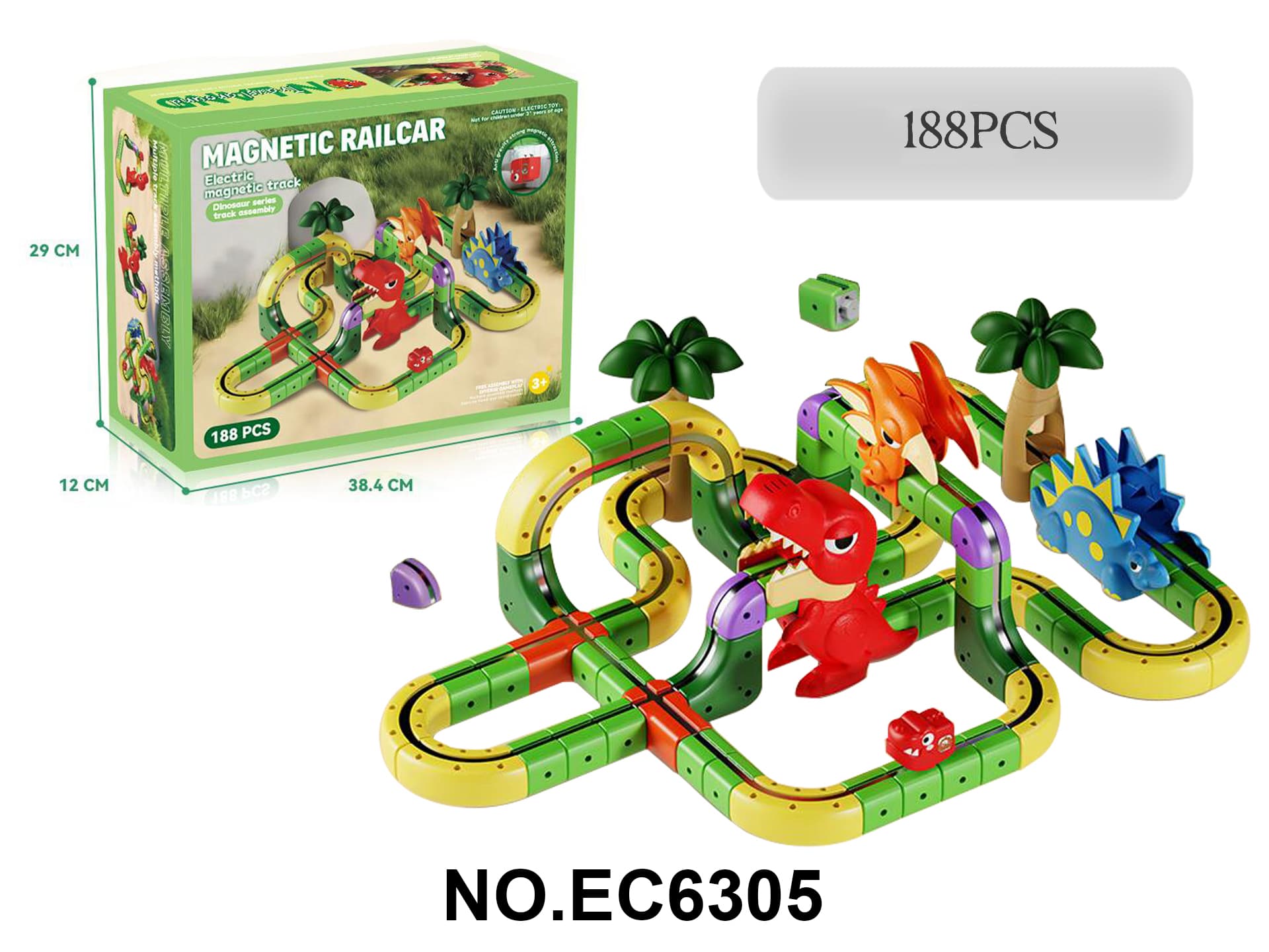 Children's Dinosaur Anti-Gravity Magnetic Track Building Blocks Toy Train Set [188PCS]