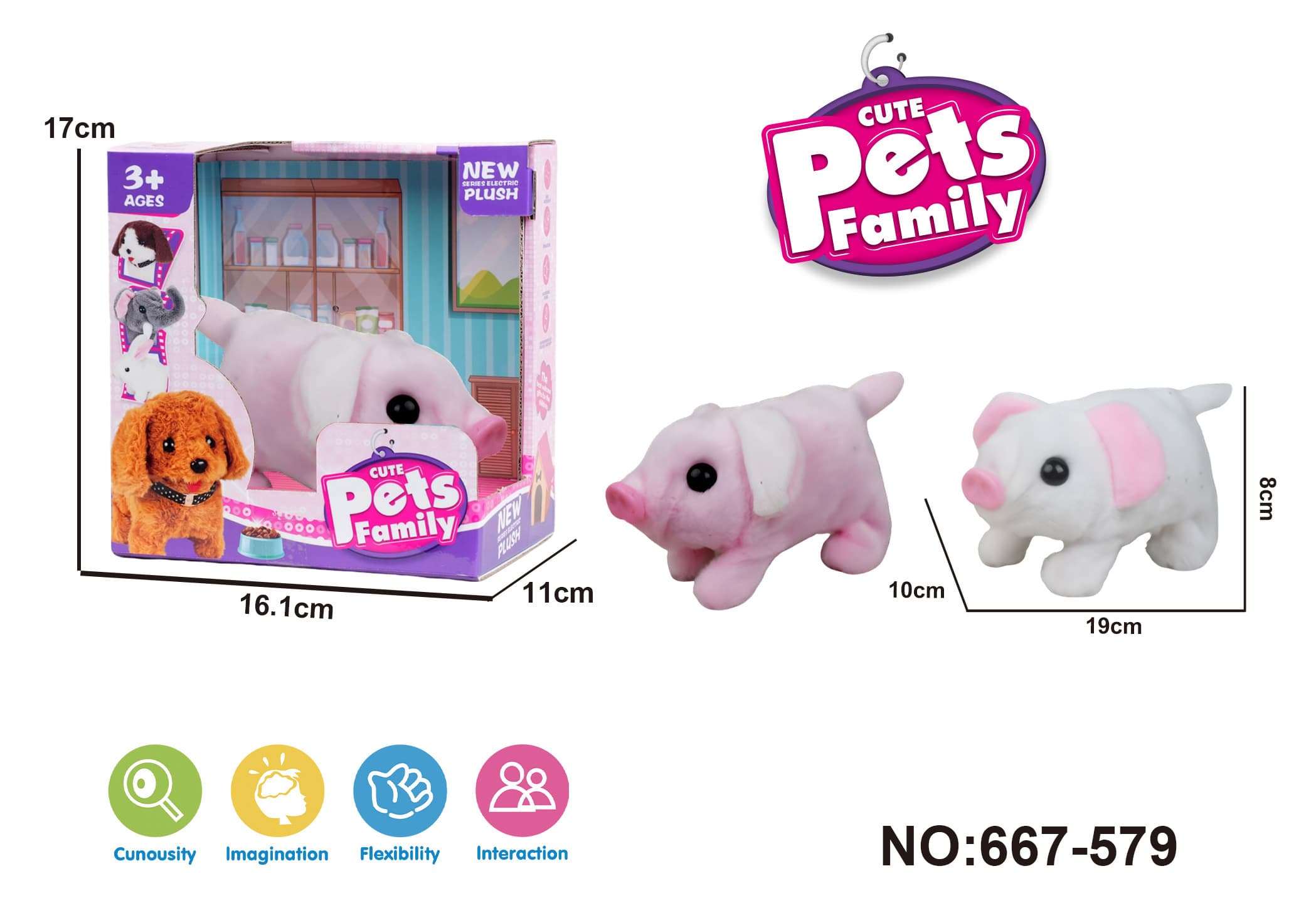 Electric Plush Walking Two-Tone Pig Toy