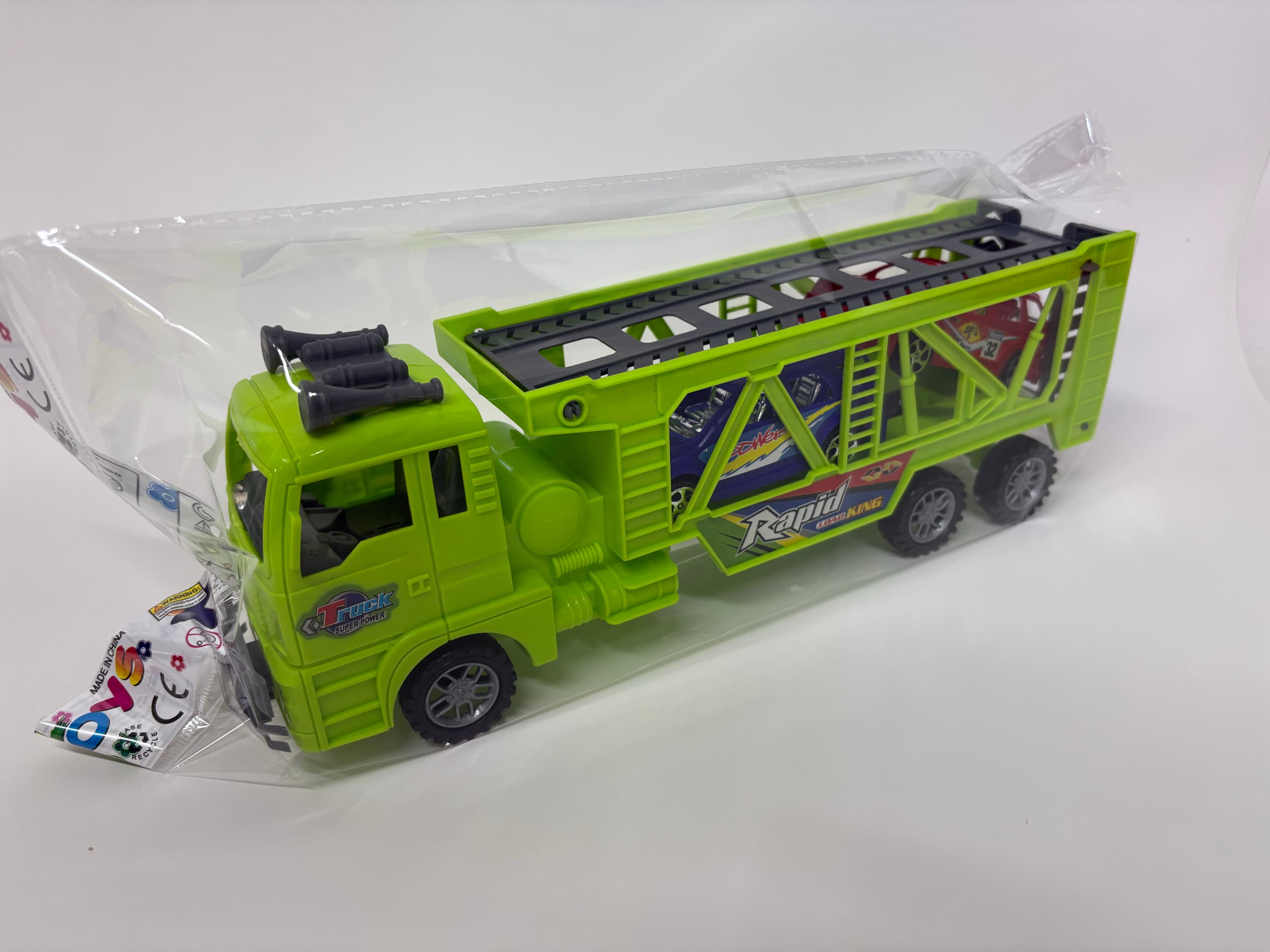Solid Color Single-Layer Inertial Tow Truck with 2 Sliding Business Cars