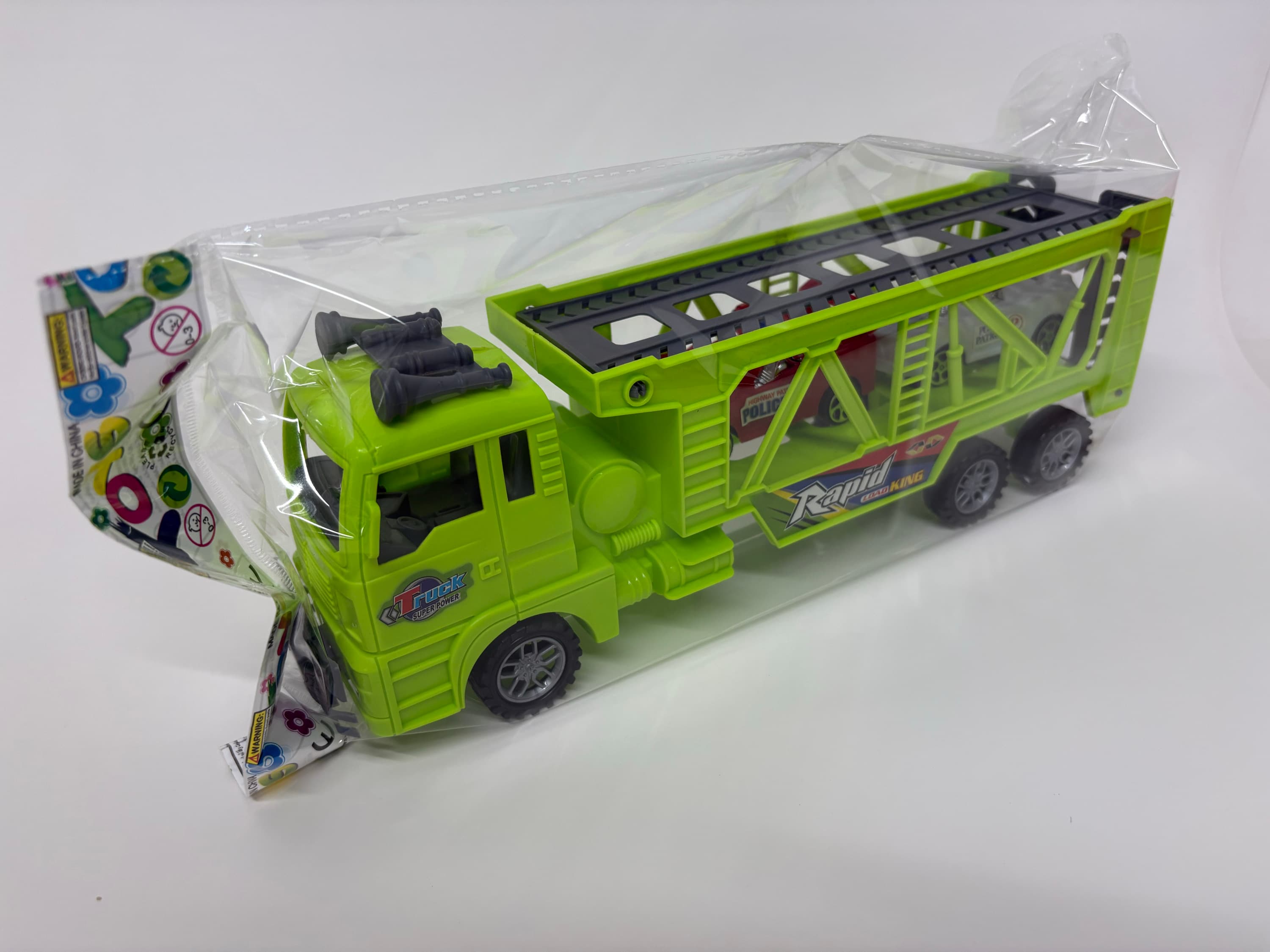 Solid Color Single-Layer Inertial Trailer with 2 Gliding Police Cars