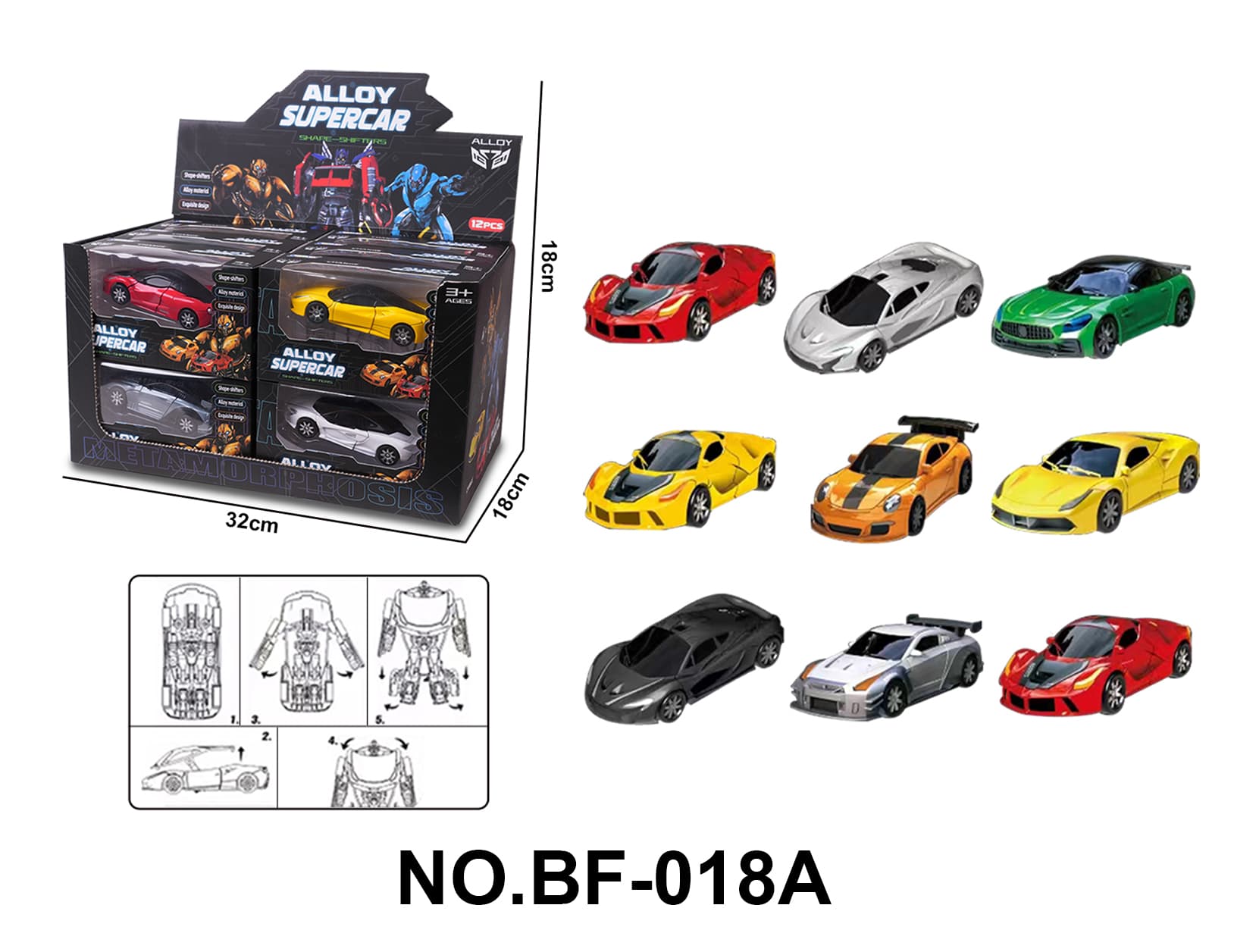 Cartoon Puzzle Transformable Robot Alloy Car Model